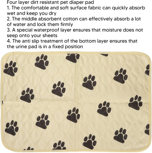 Washable Dog Pee Pad Absorbent Reusable Pet Training Pads for Dogs Cats Pets High Density Edge Wrapping Soft Surface Fabric Anti Slip Bottom Quilted Pattern Design Polyester Size (Beige)