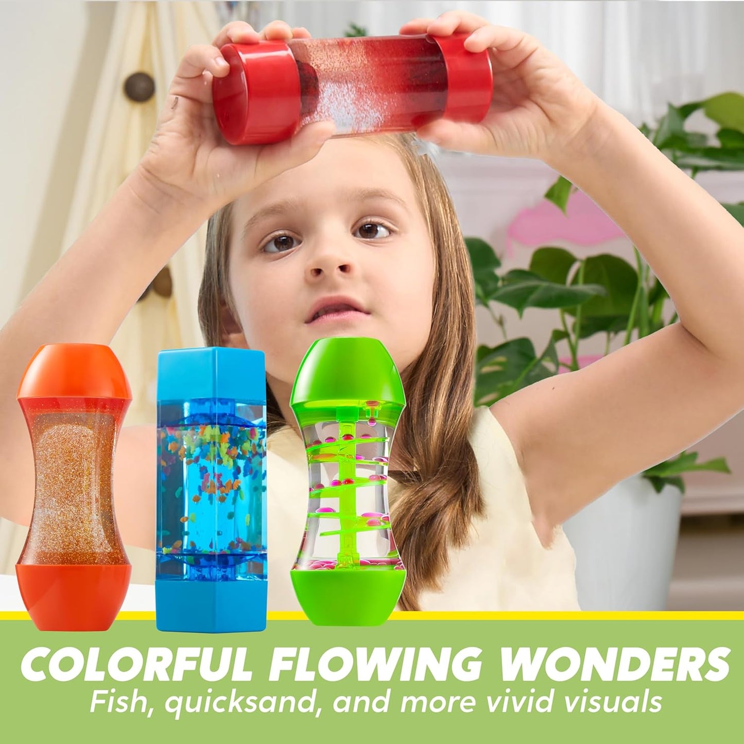 JOYIN 4-Pack Fidget Tubes for Kids, Sensory Tubes, Stress Relief Toy, Speech Therapy, Calming Toys for Children with Autism, Calm Down Corner Classroom Supplies, Easter School Gifts for Toddlers