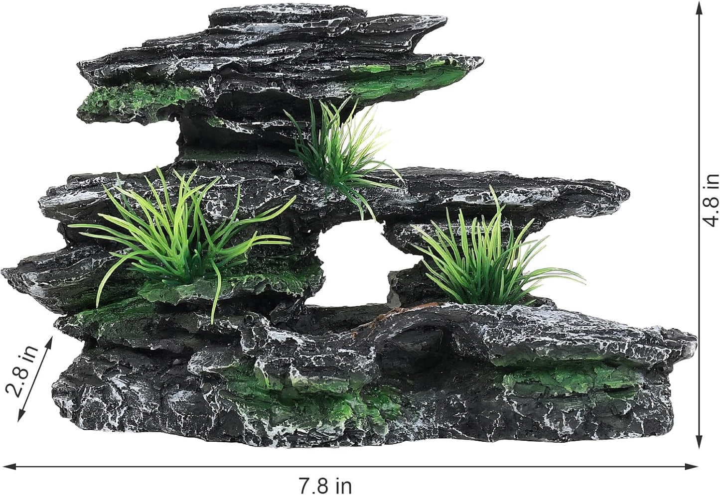 Aquarium Decor Mountain View Stone Ornament, Premium Landscape Fish Tank Decorations, Fish Tank Accessories, Ideal for Betta, Snails, Turtle, Hiding, Playing, Basking and Resting Spots