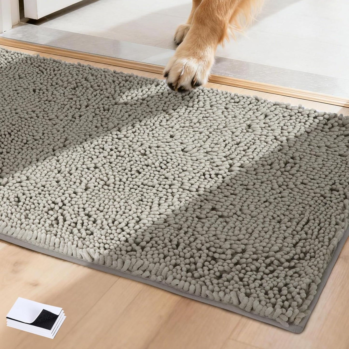 BVAGSS Dog Door Mat for Muddy Paws, Super Absorbent Entry Indoor Entryway Carpet, Quick Dry Chenille Mud Mat for Dogs, Machine Washable Non-Slip Pet Rug XH085 (Grey,19''x30'')