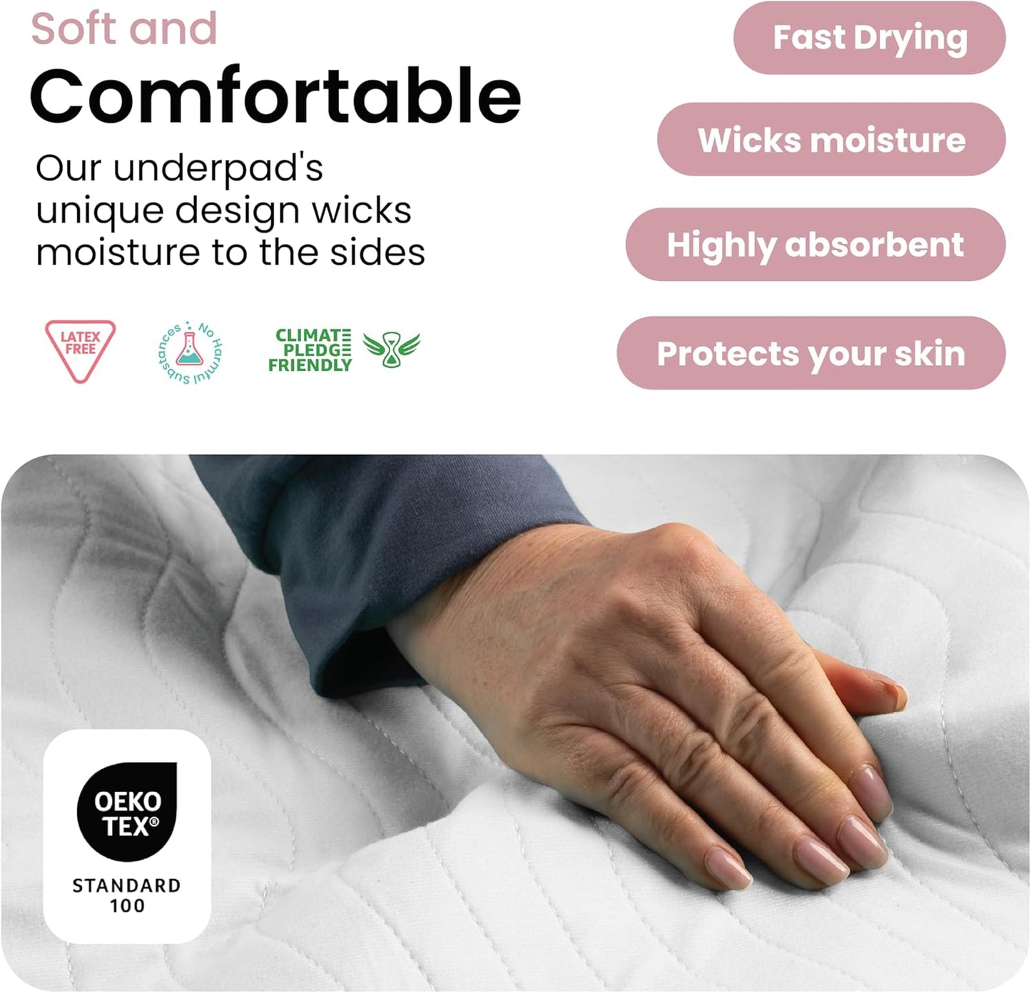 IMPROVIA® Washable Underpads, Heavy Absorbency Reusable Incontinence Pads for Kids, Adults, Elderly, and Pets - Waterproof Protection (White & Pink, 18"x24" (Pack of 4))