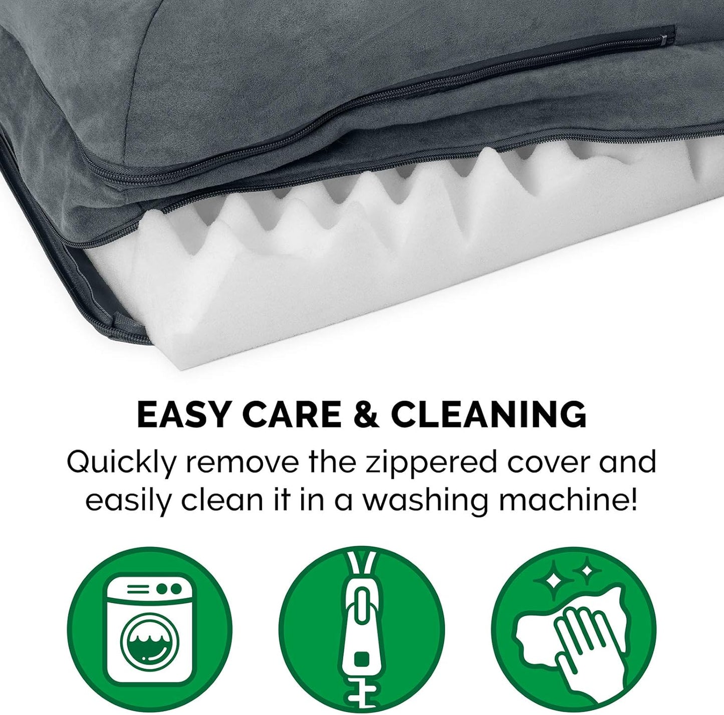 Furhaven Dog Bed L-Chaise Stone Gray, Medium W/Same Size Waterproof Liner