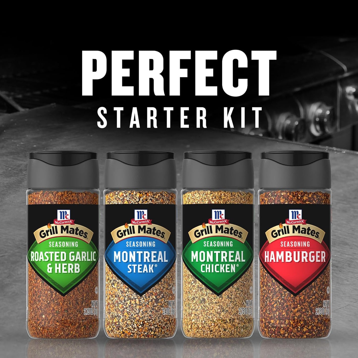 McCormick Grill Mates Spices, Everyday Grilling Variety Pack (Montreal Steak, Montreal Chicken, Roasted Garlic & Herb, Hamburger), 4 Count