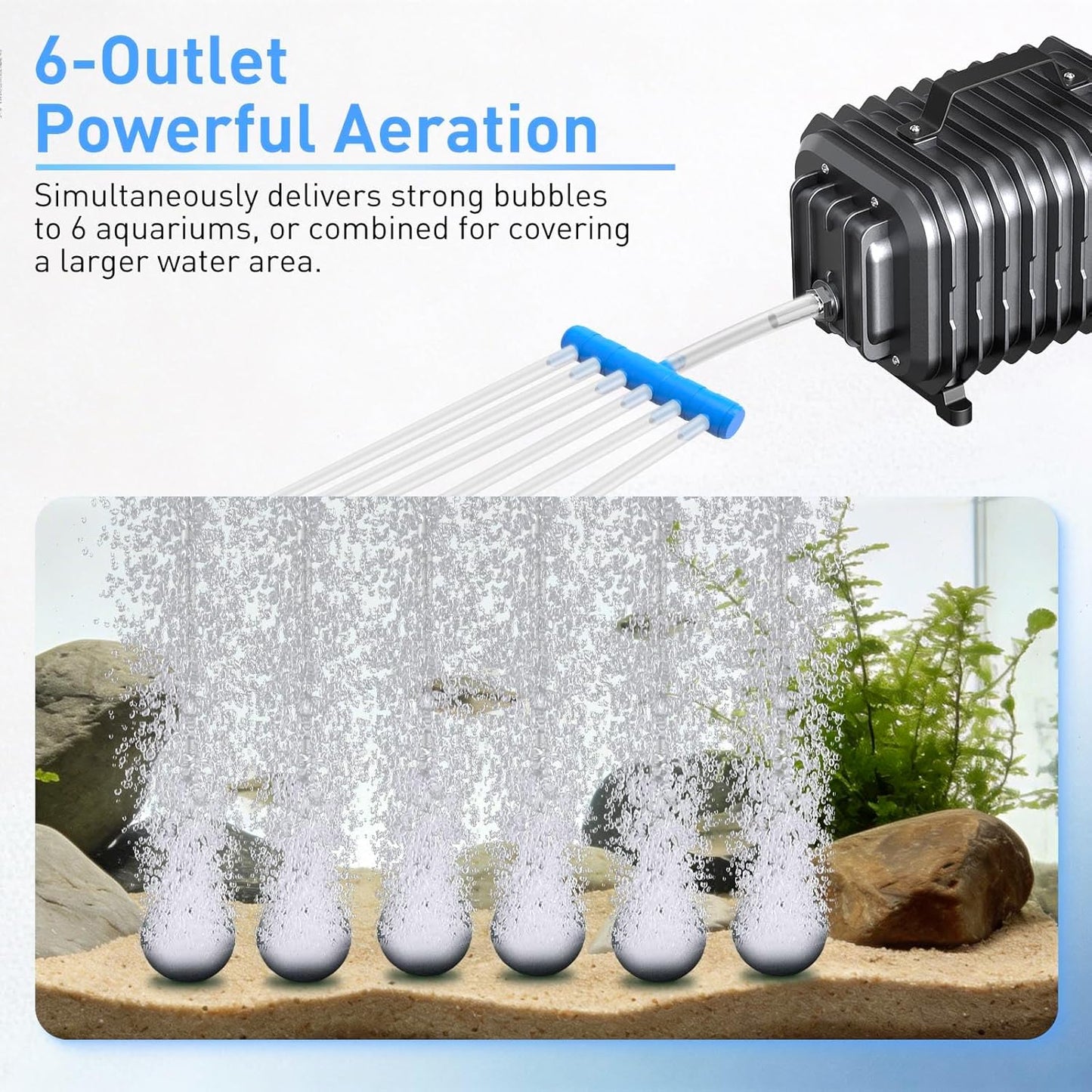 317GPH Aquarium Air Pump, Adjustable Quiet Fish Tank Bubbler, Commercial Air Pump with Completely Accessories, Oxygen Aerator Pump for Aquariums, Ponds, Hydroponics