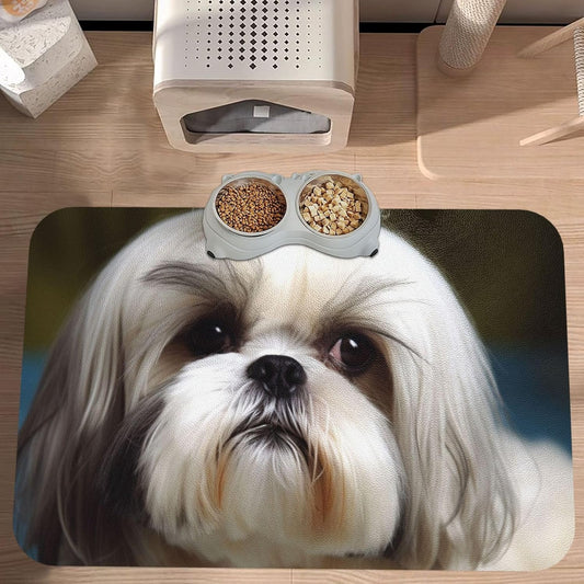 Pet Feeding Mat Leather Dog Food Mat Waterproof Pet Tablecloth Shih Tzu Dog Pet Placemat for Dogs Absorbent Dog Bowl Mat Anti-Slip Dogs Mats for Food and Water