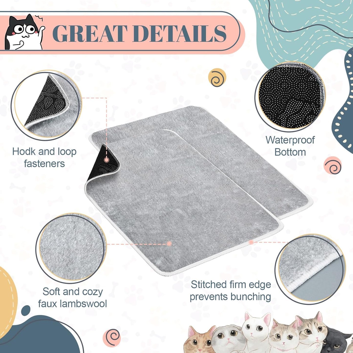 4 Pcs Pet Carrier Pad Travel Pet Reversible Dog Mat Replacement Liners for Travel Dog Bed Pad Washable Plush Double Sided Bed Mat for Cat Kennel Crate(Grey,17 x 11 Inch)