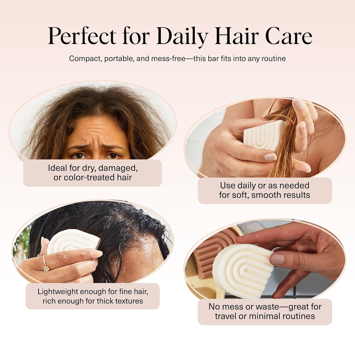 Kitsch Rice Water Conditioner Bar for Hair Growth – Rice Protein Hair Conditioner Bar to Repair Damage, Prevent Split Ends & Boosts Shine – Paraben, Silicone & Sulfate-Free Hair Care - 2.7 oz