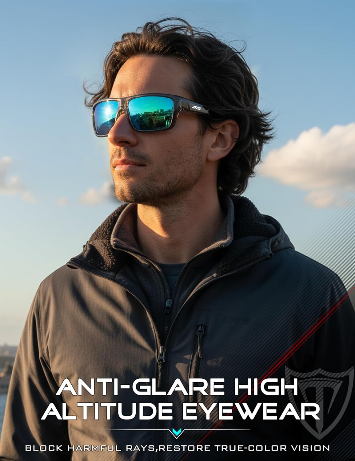 ATTCL Polarized Sunglasses Men for Fishing: UV Protection Lightweight TR90 Sports Wrap Sun Glasses Driving Golf Running