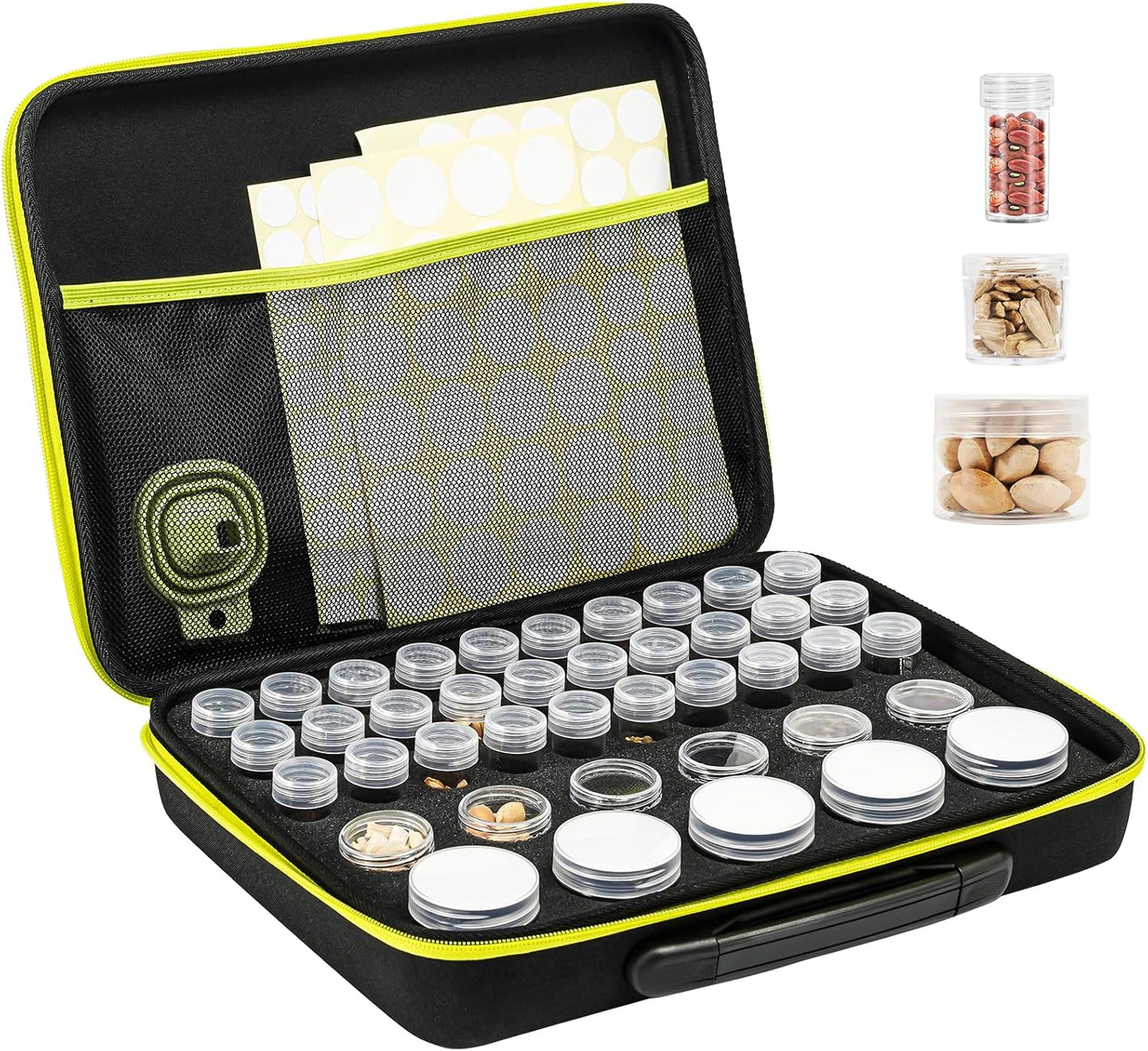 ProCase 41 Slots Seed Storage Organizer Sorter Box, Sturdy Seed Bank Saving Kit Container for Garden Vegetable Plant Flower, Seed Keeper Set with Label Stickers Funnel 3 Size of Bottles 1 oz 3 oz 5 oz