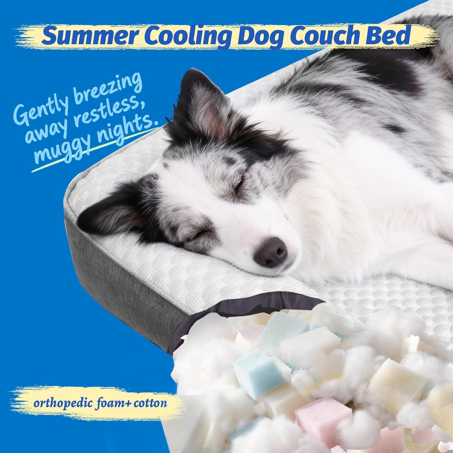 Cooling Dog Bed, Washable Cooling Mat for Large Dogs with Removable Cover, Self Cooling Couch Cover for Dog, Non-Slip Dog Couch Bed, 35x31 Inch, Grey