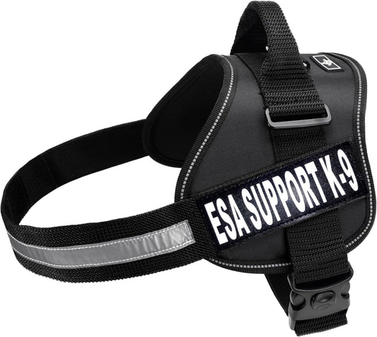 Emotional Support Dog Vest Nylon no-Pull ESA Dog Vest Comes with 2 Reflective ESA Support K9 Interchangeable Patches. Fully Adjustable Reflective Straps with top Handle. XXS-XXL in 3 Colors.