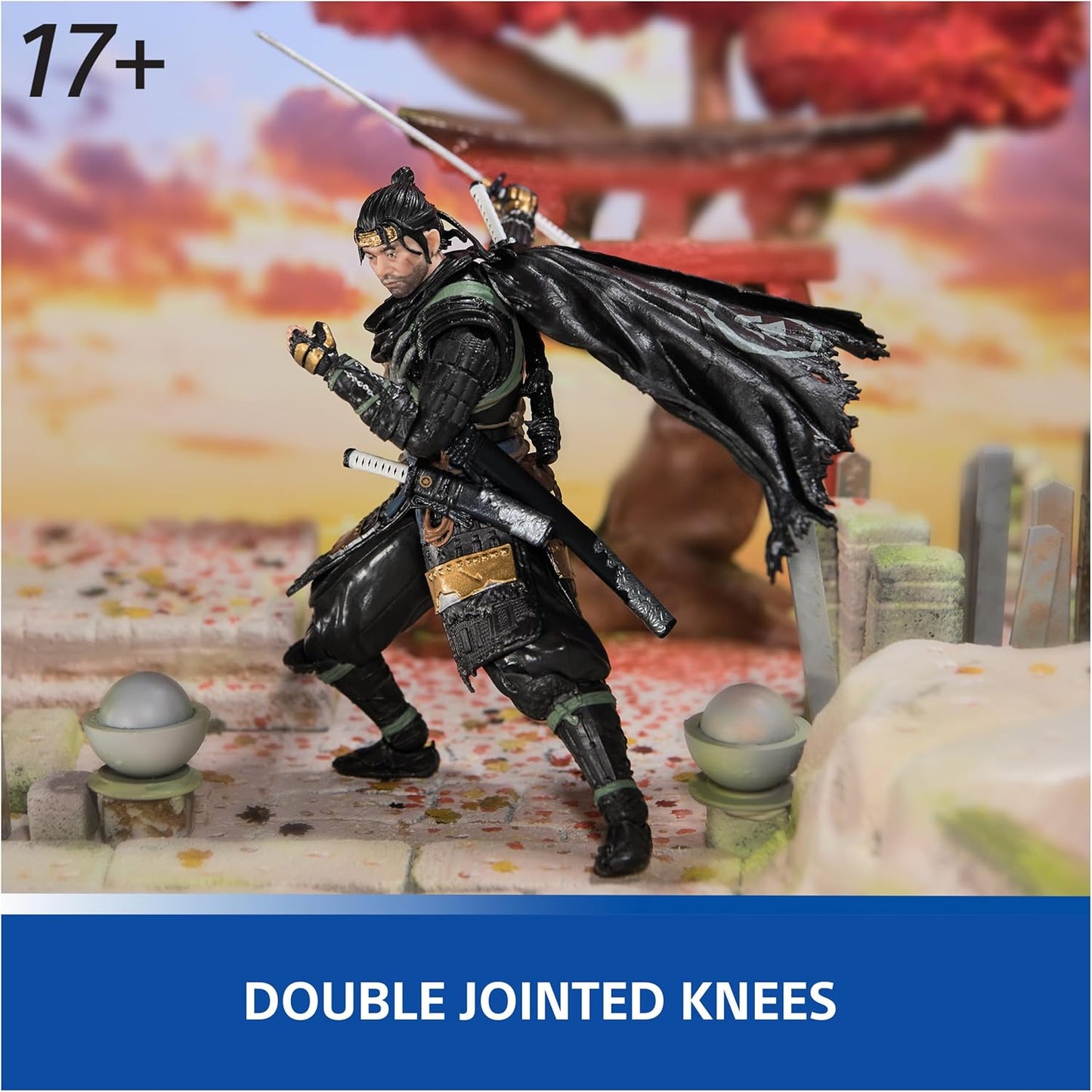 PlayStation, Ghost of Tsushima, 6” Jin Sakai Samurai Action Figure & 2 Accessories, The Shapes Collection, for PS5 Fans & Collectors Ages 17+