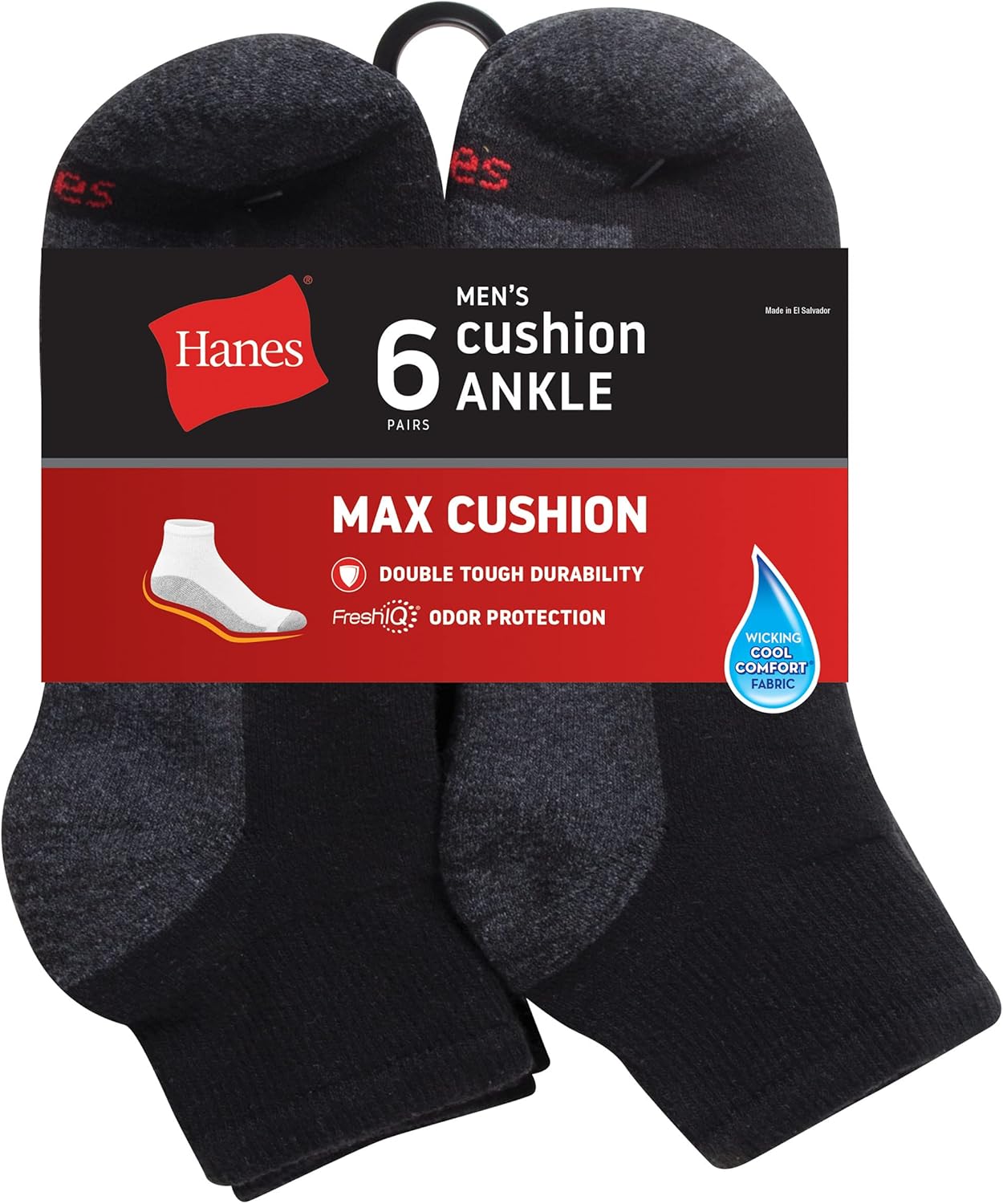 Hanes Men's Max Cushioned Ankle Socks (Multipacks)