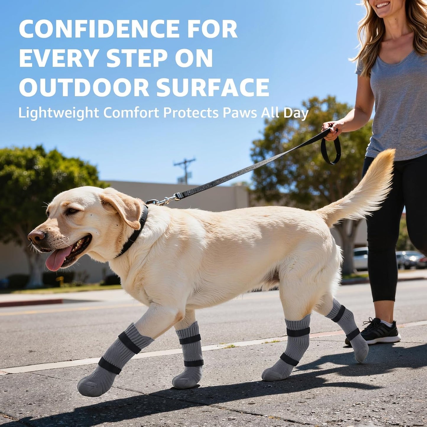 LOOBANI Outdoor Dog Socks Boots to Prevent Licking Paws, Dog Socks for Winter Hot Pavement, Dog Booties for Small Medium Large Senior Dogs, Dog Boots & Paw Protectors with Straps