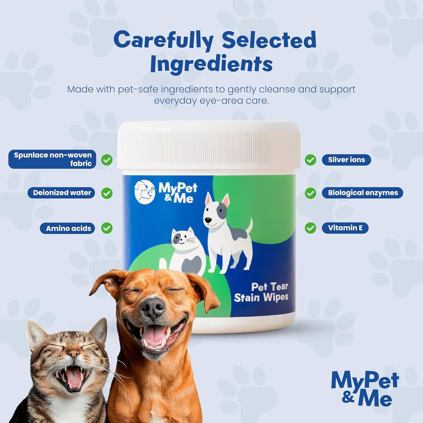MyPet&Me Eye Wipes for Dogs, 120 Count – Tear Stain Remover & Fragrance-Free Dog Eye Wipes - Hypoallergenic Pet Eye Cleaning Wipes for Dirt & Discharge - Gentle Daily Eye Care for All Dogs and Cats