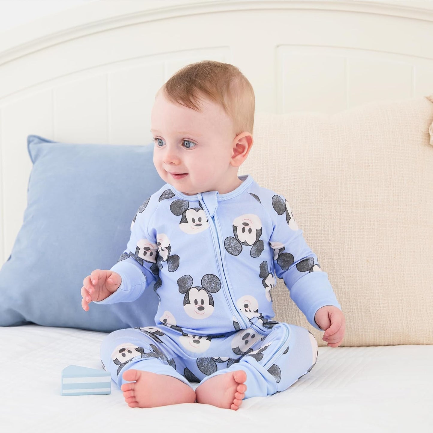 Disney Princess Ariel Belle Moana Mickey Minnie Baby Organic Cotton Footie Zipper Pajamas Newborn Infant Romper