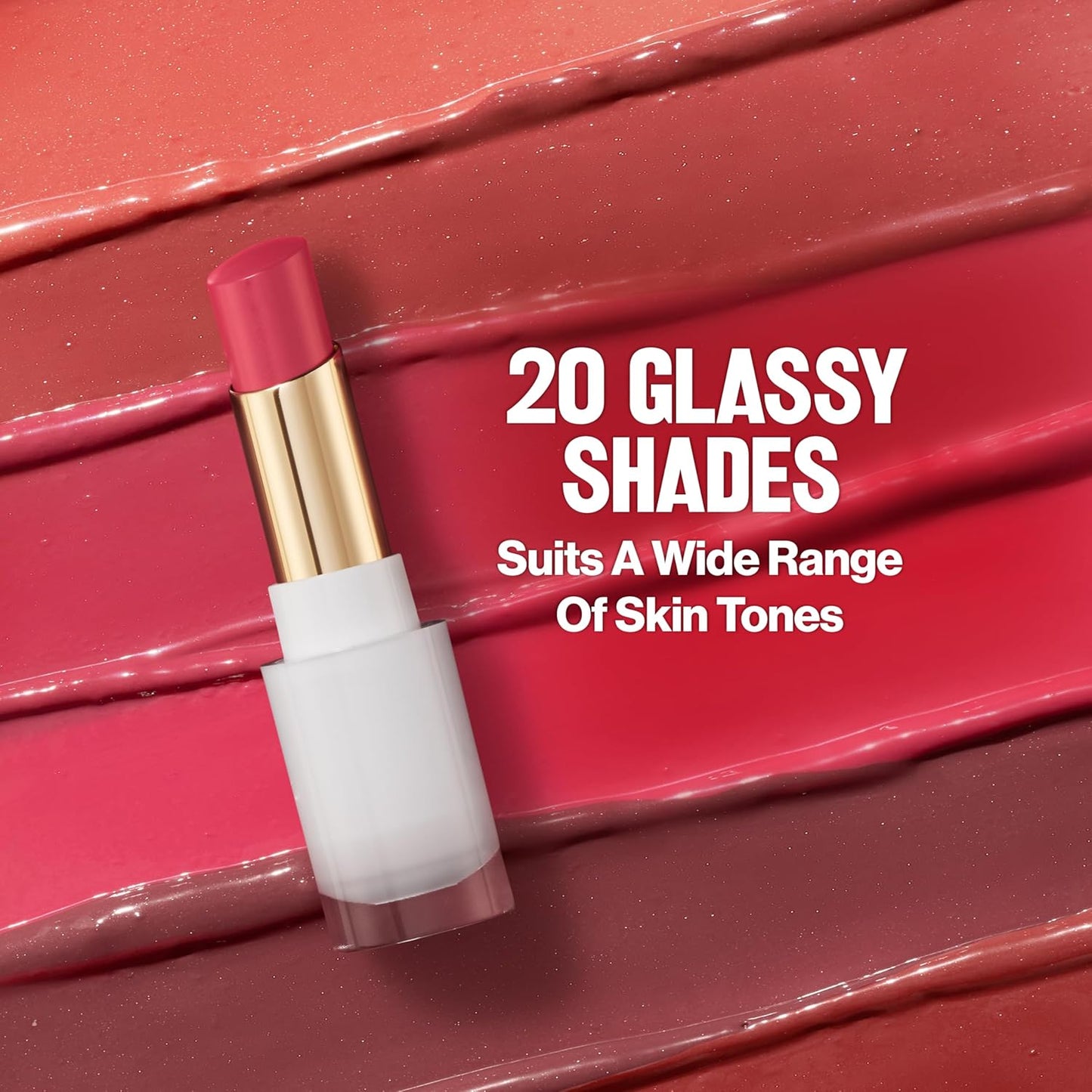 REVLON Super Lustrous Glass Shine Balm, Hydrating Tinted Lip Balm with Hyaluronic Acid, Aloe & Rose Quartz, 004 Nude Illuminator, 0.11 oz