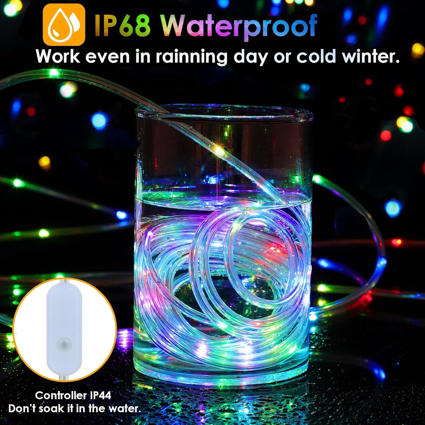 66Ft LED Rope Lights Outdoor, 18 Colors Changing String Lights Plug in with Remotes, Waterproof 200 LEDs Multicolor Fairy Light, RGB Christmas Rope Lighting for Bedroom Garden Halloween Decor