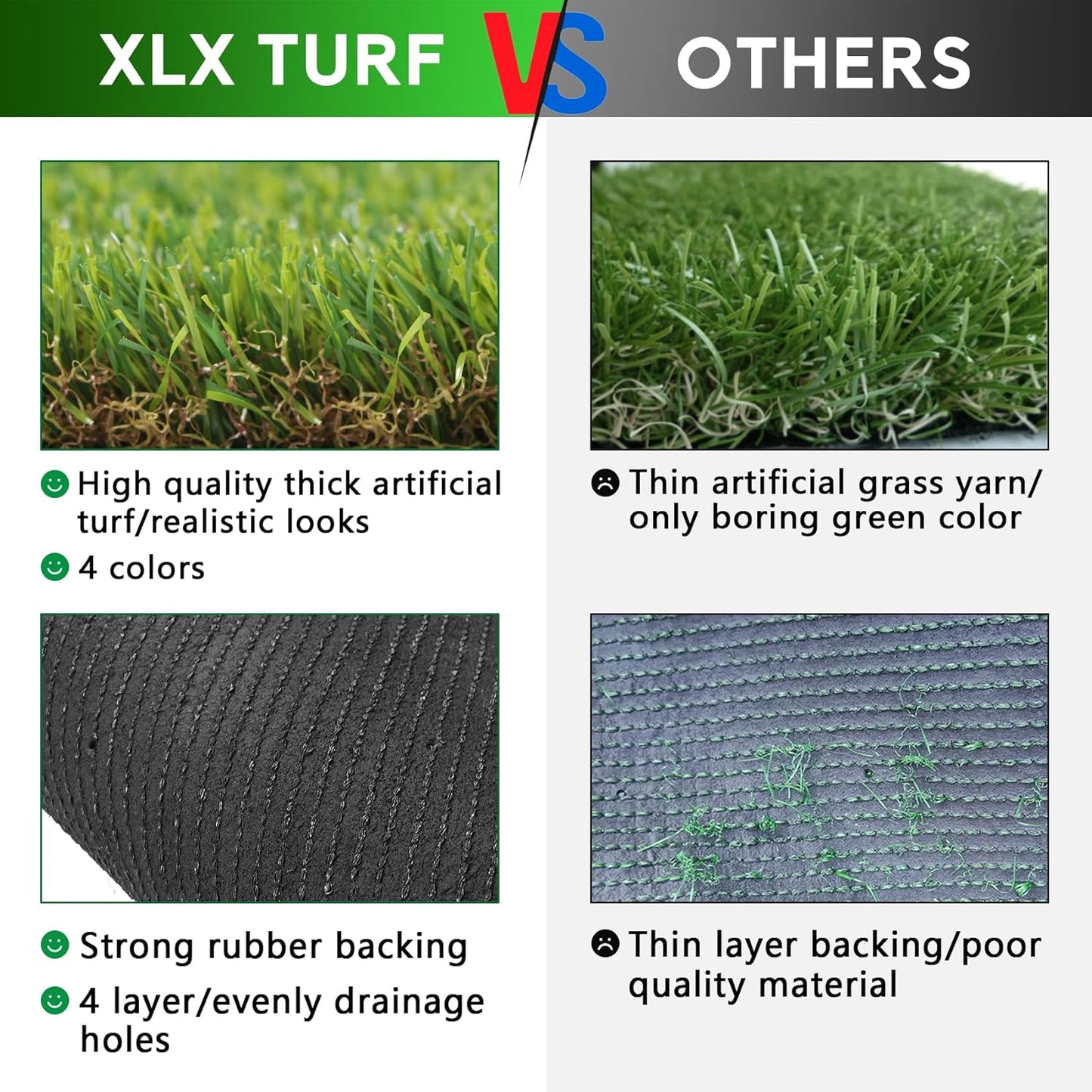 XLX TURF Large Artificial Grass Pad for Dogs Potty, Extra Soft Thick Turf for Indoor Outdoor Patio Balcony, 4 FT X 6 FT