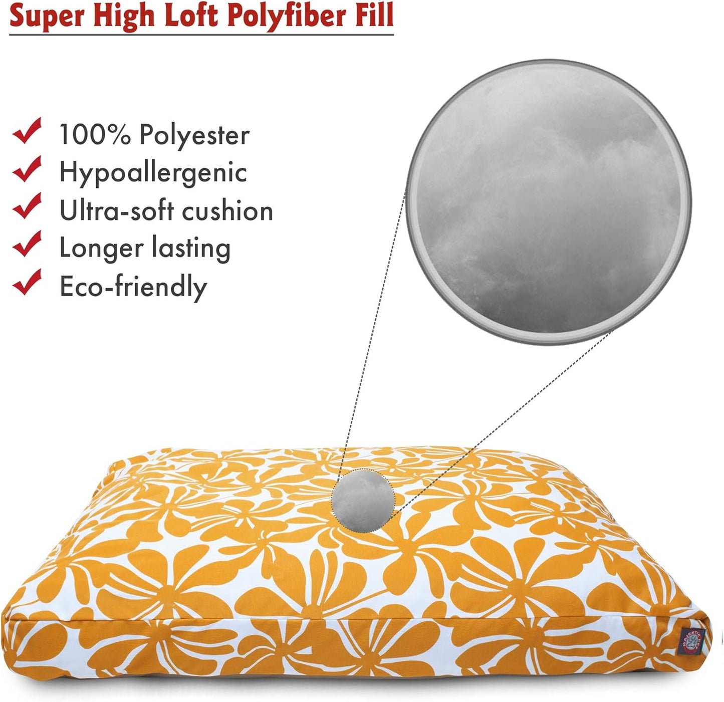 Yellow Plantation Extra Large Rectangle Indoor Outdoor Pet Dog Bed With Removable Washable Cover By Majestic Pet Products