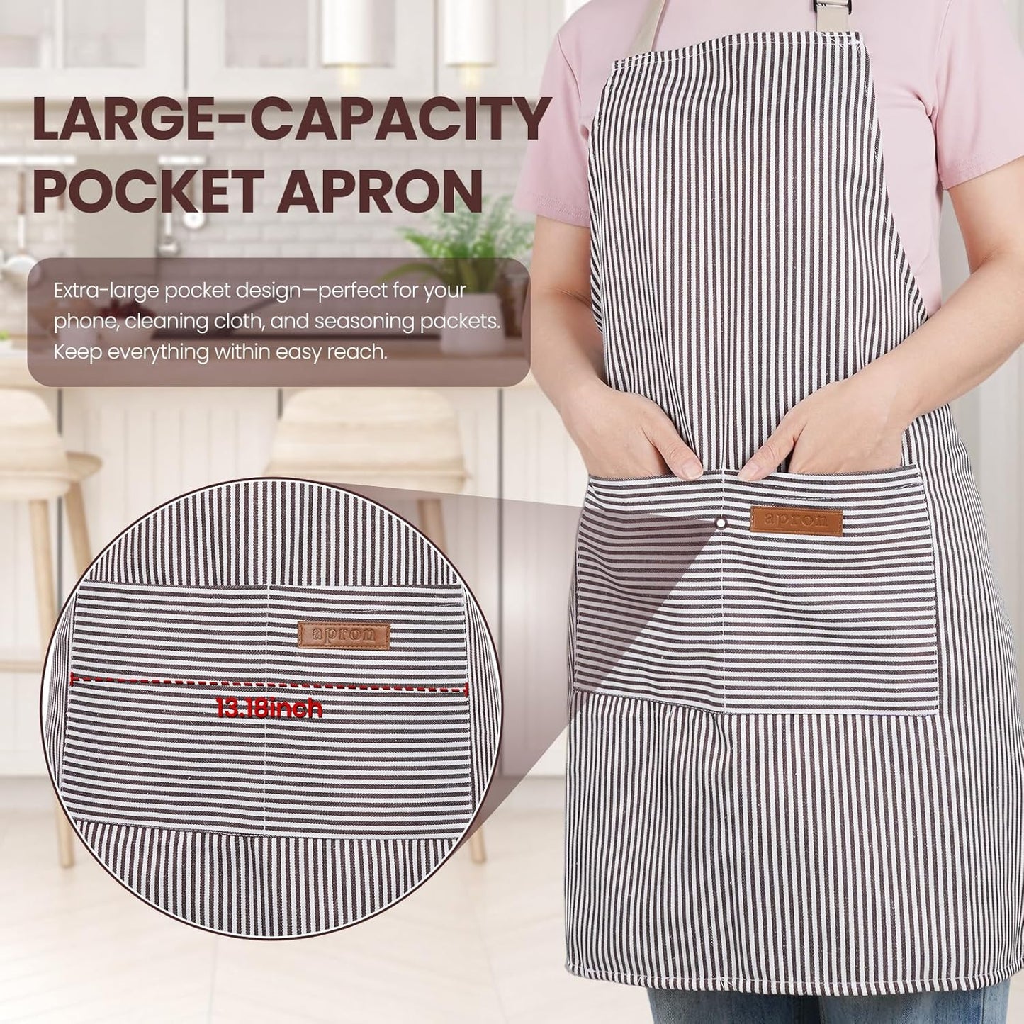 2 Pack Apron, Cooking Kitchen Aprons, Adjustable Bib Apron with 2 Pockets for Men Women Chef Apron