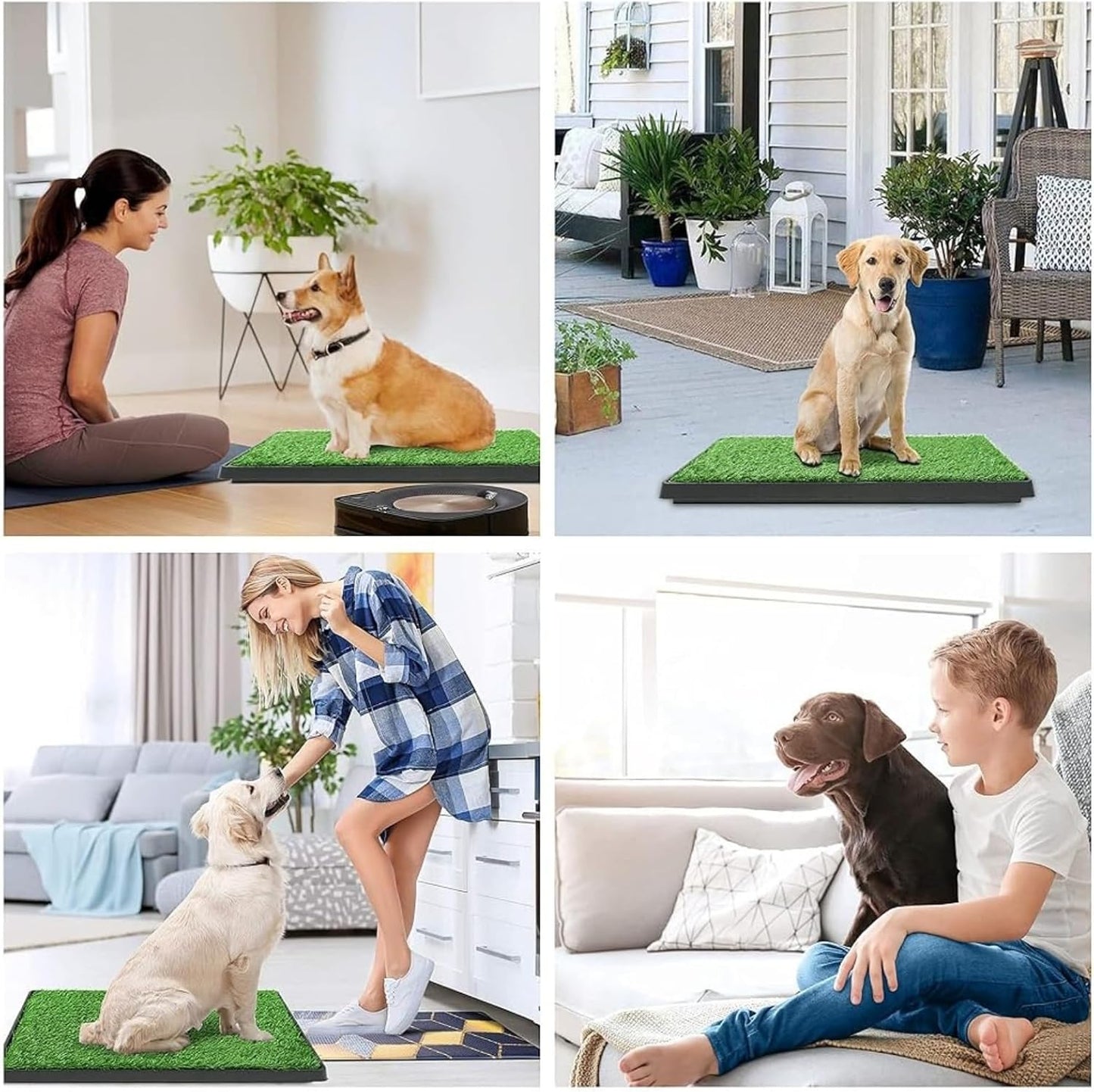 Artificial Grass for Dog Potty – 16 x 20 inch,Dog Litter Box with Grass Strong Absorbency Grass Pad with Tray,Potty Training Pad，2 Pack