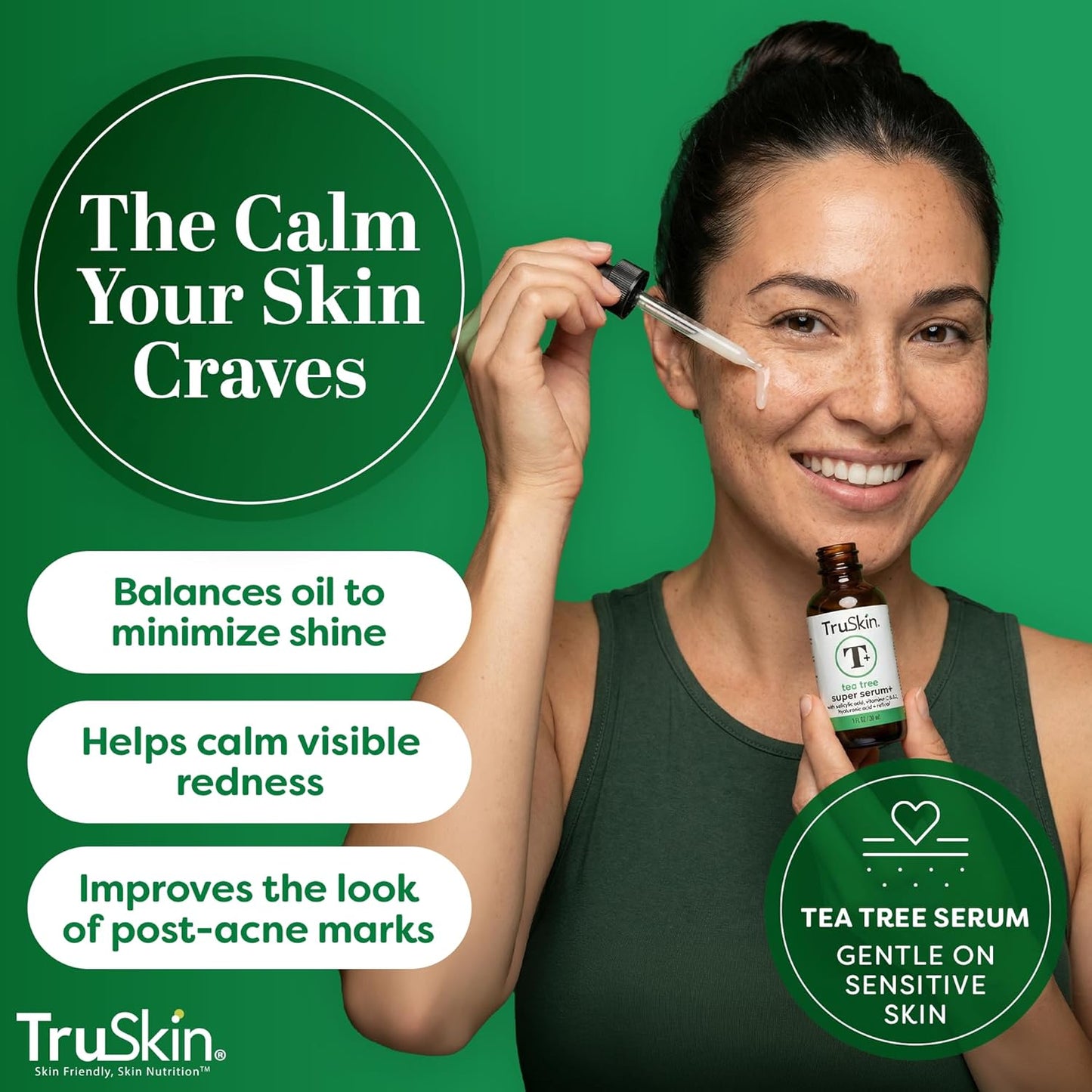TruSkin Tea Tree Oil Acne Treatment Serum for Face – Salicylic Acid, Niacinamide, Vitamin C & Retinol – Clarifying Super Facial Serum for Acne-Prone Skin & Pores, 1 Fl Oz