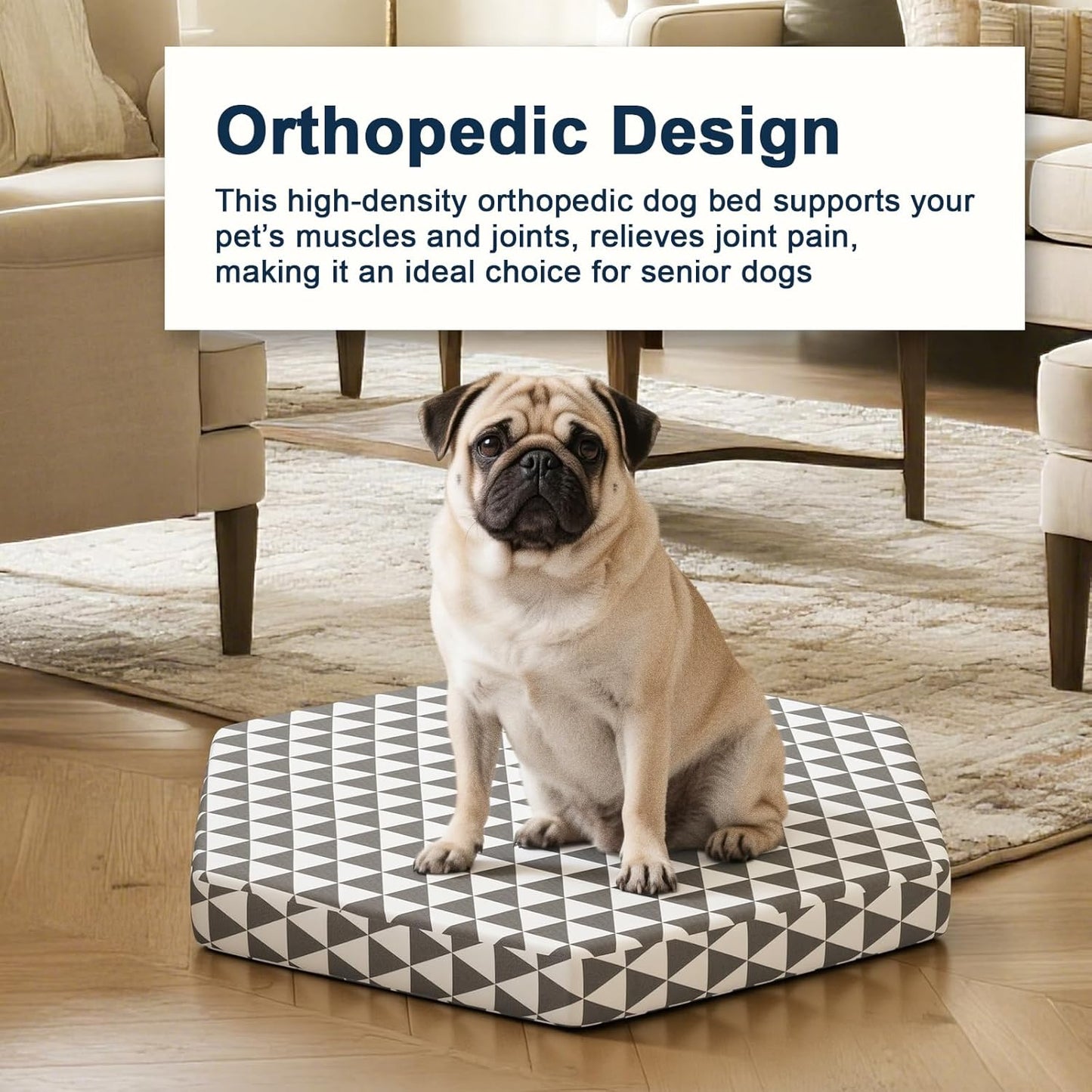 Orthopedic Dog Beds for Small Dogs, Pet Bed with 6 Sides,Removable & cleanable Cover，S