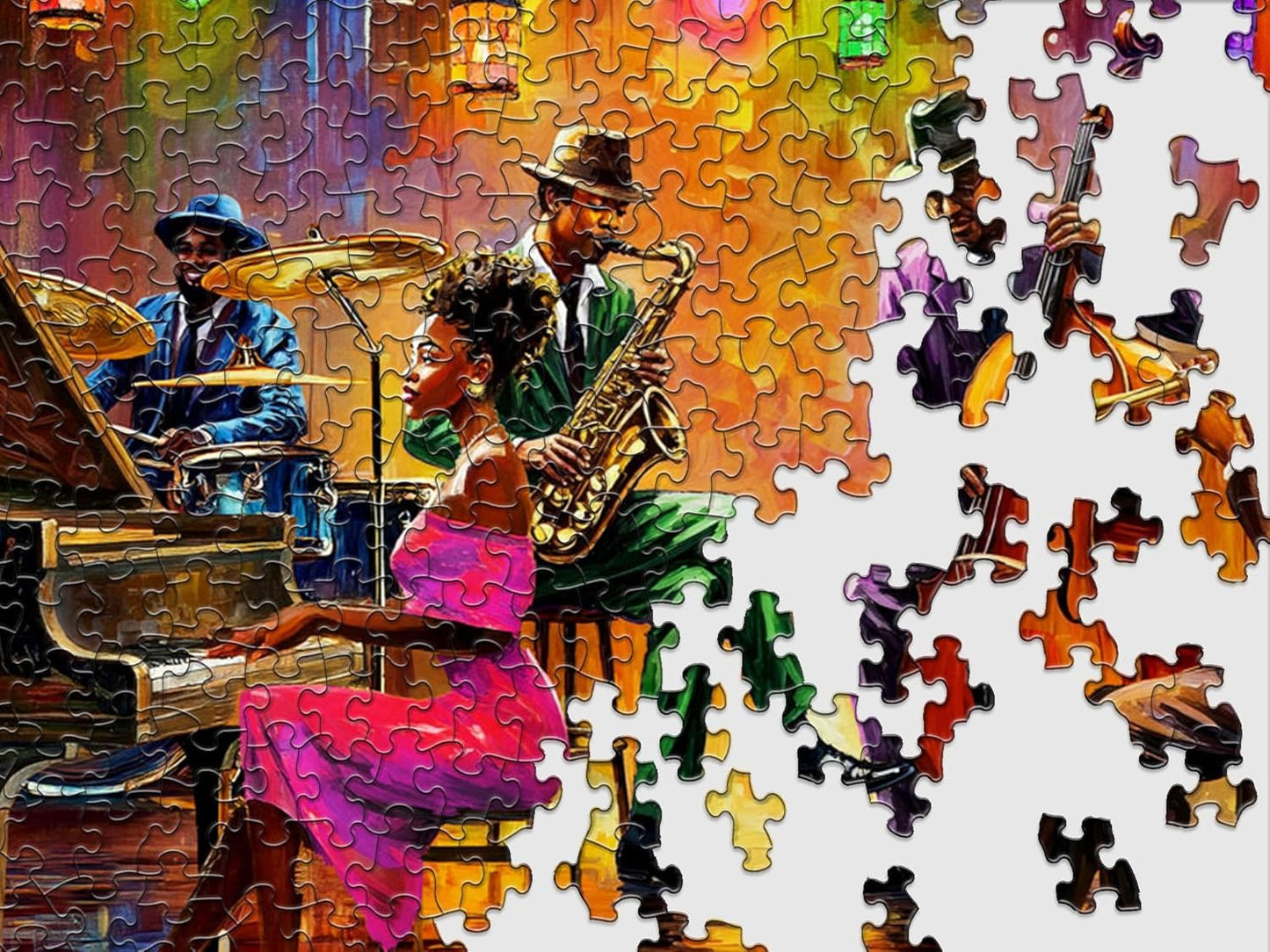 Springbok Neon Notes 1000 Piece Jigsaw Puzzle for Adults - Jazz Musicians - Unique Cut Pieces - Made in USA