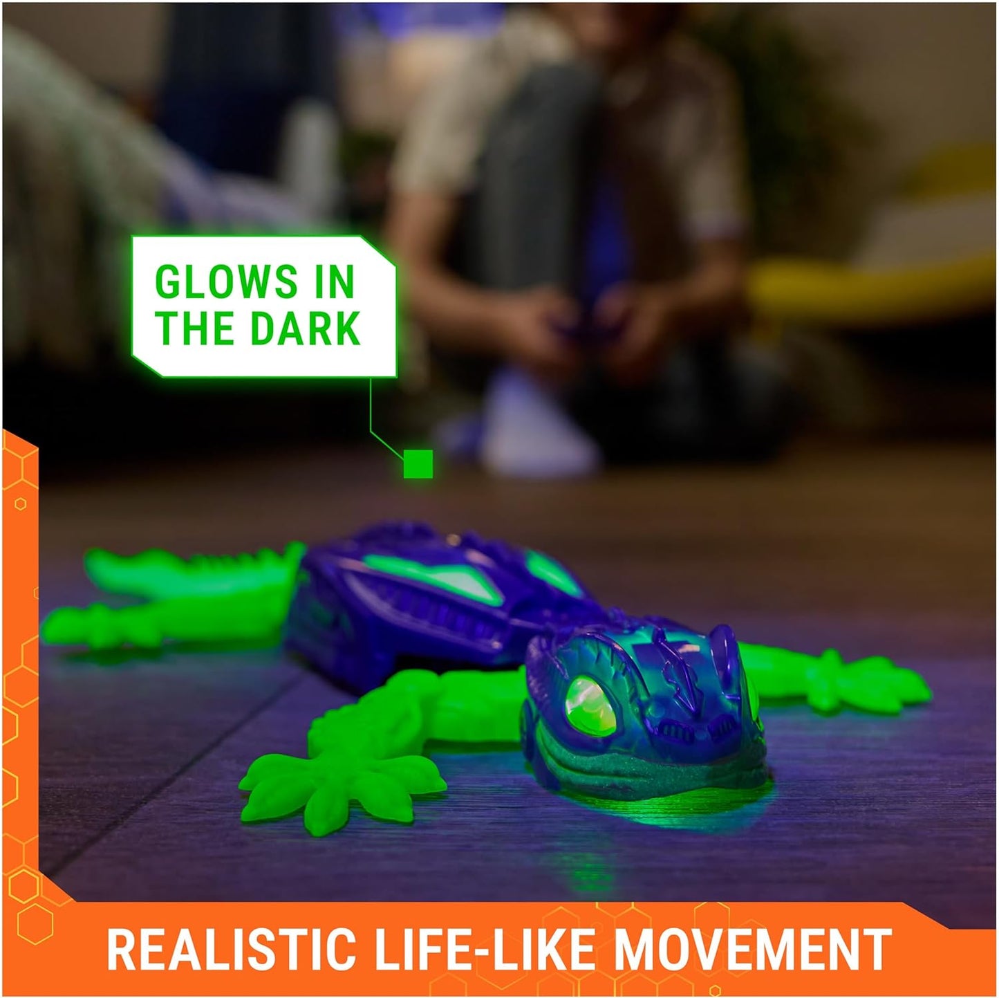 HEX Bots Glow-in-The-Dark Gecko with Official Wall Climber Technology, Rechargeable Remote Control Robot Kids Toys, Prank Toys for Boys & Girls Ages 4 & Up