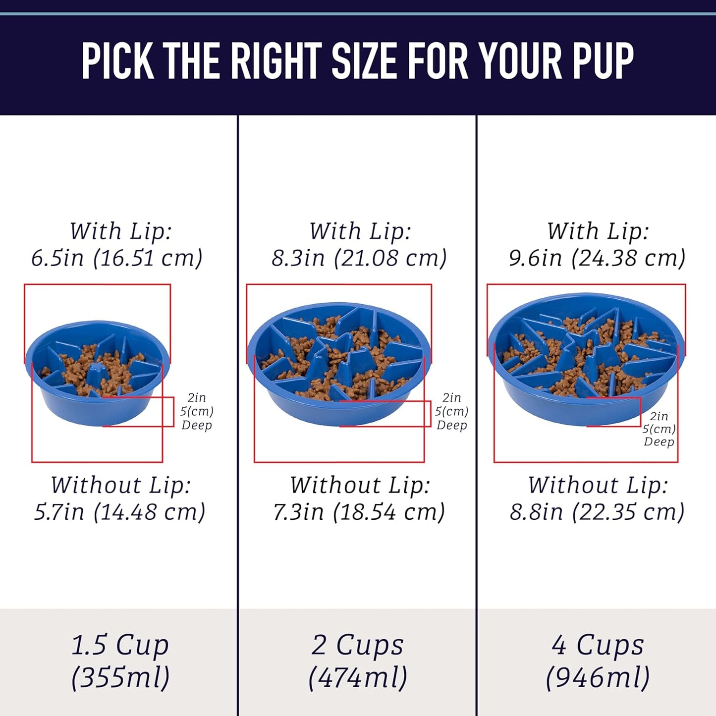 Leash Boss Slow Feeder Dog Bowls (2 Cup) Puzzle Dog Food Bowl - Fits into Elevated Pet Feeders - Slow Eating for Large, Medium & Small Sized Breeds - Gray