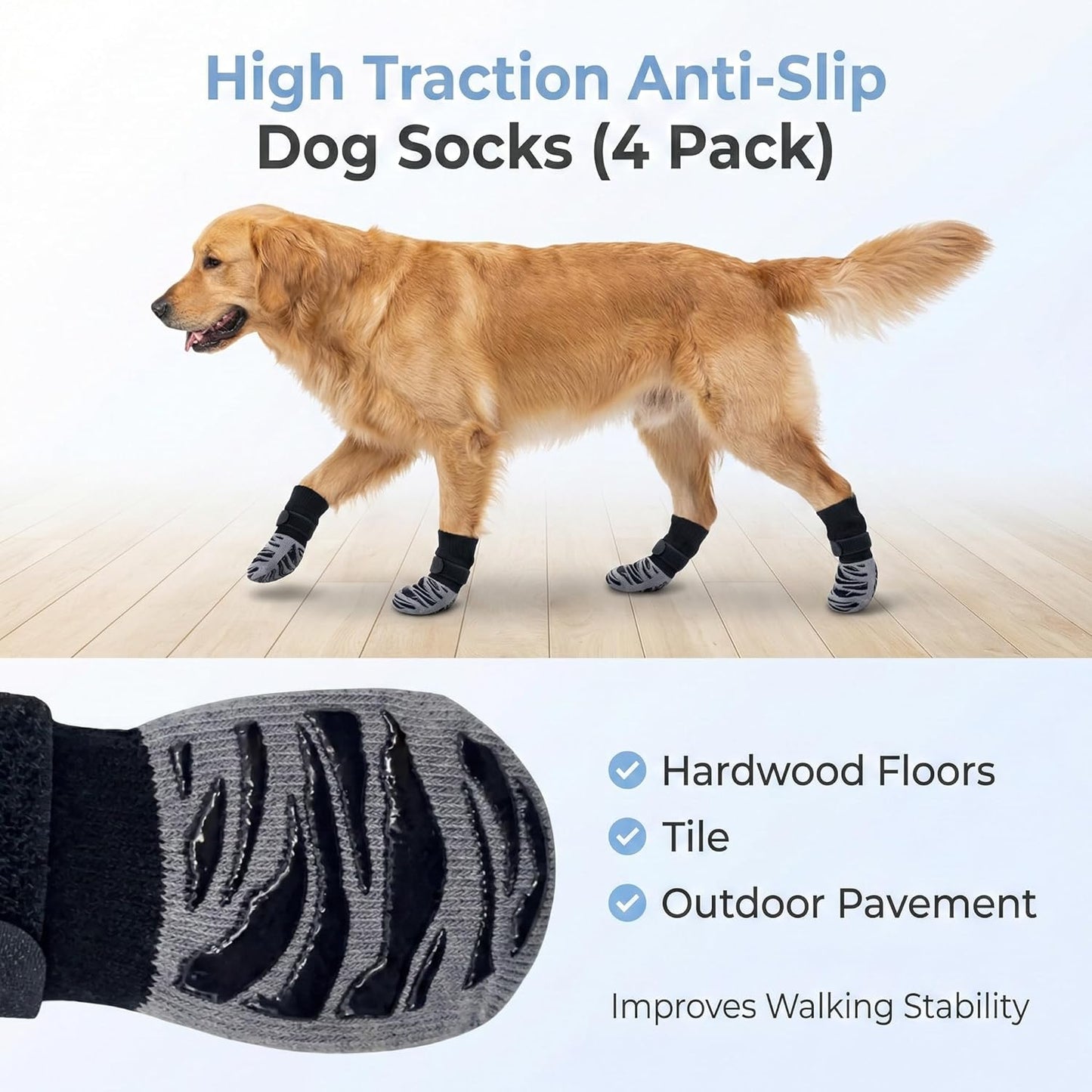 Dog Rear Leg Support Brace with Anti-Slip Socks – Adjustable for Joint Pain Relief and Recovery, Improves Mobility for Walking & Outdoor Use, Durable Black Size L (ACL Support)
