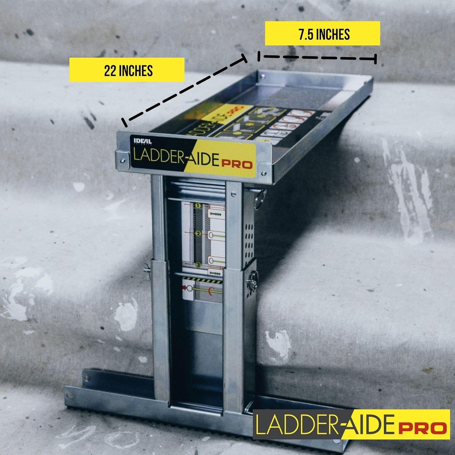 Ideal Security Foldable Ladder-Aide PRO: Fits Steps 4.921" to 7.875" High, Ladder Extender, Accessories, Stabilizer, Leveler for Single and Extension Ladders