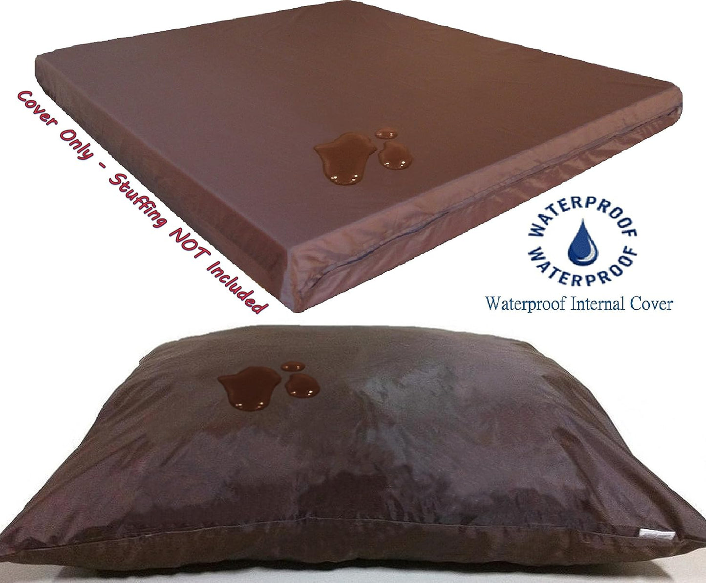 Dogbed4less DIY Pet Bed Pillow Brown Microsuede Duvet Cover and Waterproof Internal case for Dog at 40X35X4 Inch - Covers only