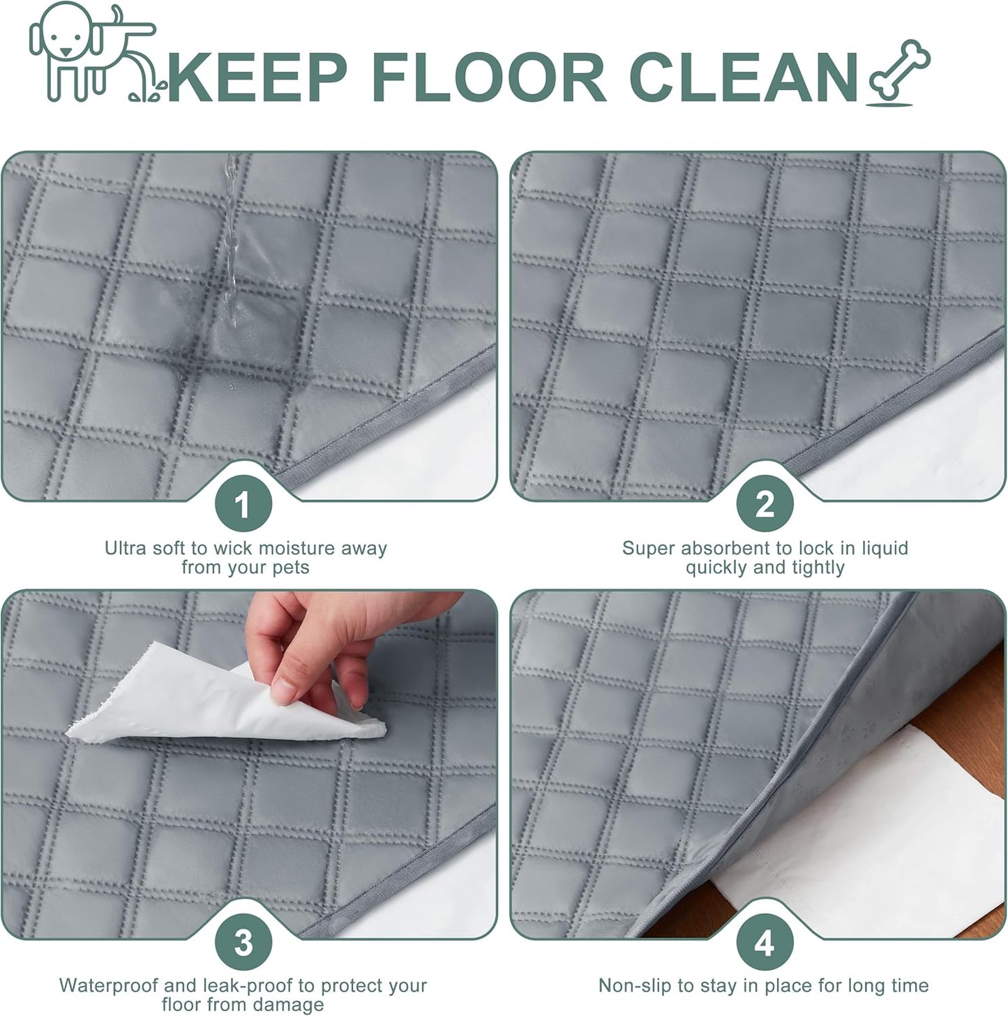 Eterish Reusable Washable Pee Pads for Dogs Small/Large/Extra Large 18'' x 24'' 2 Pack, Absorbent Pet Puppy Dog Training Pads Non-Slip, Waterproof Whelping Potty Pads for Dogs Leak-Proof