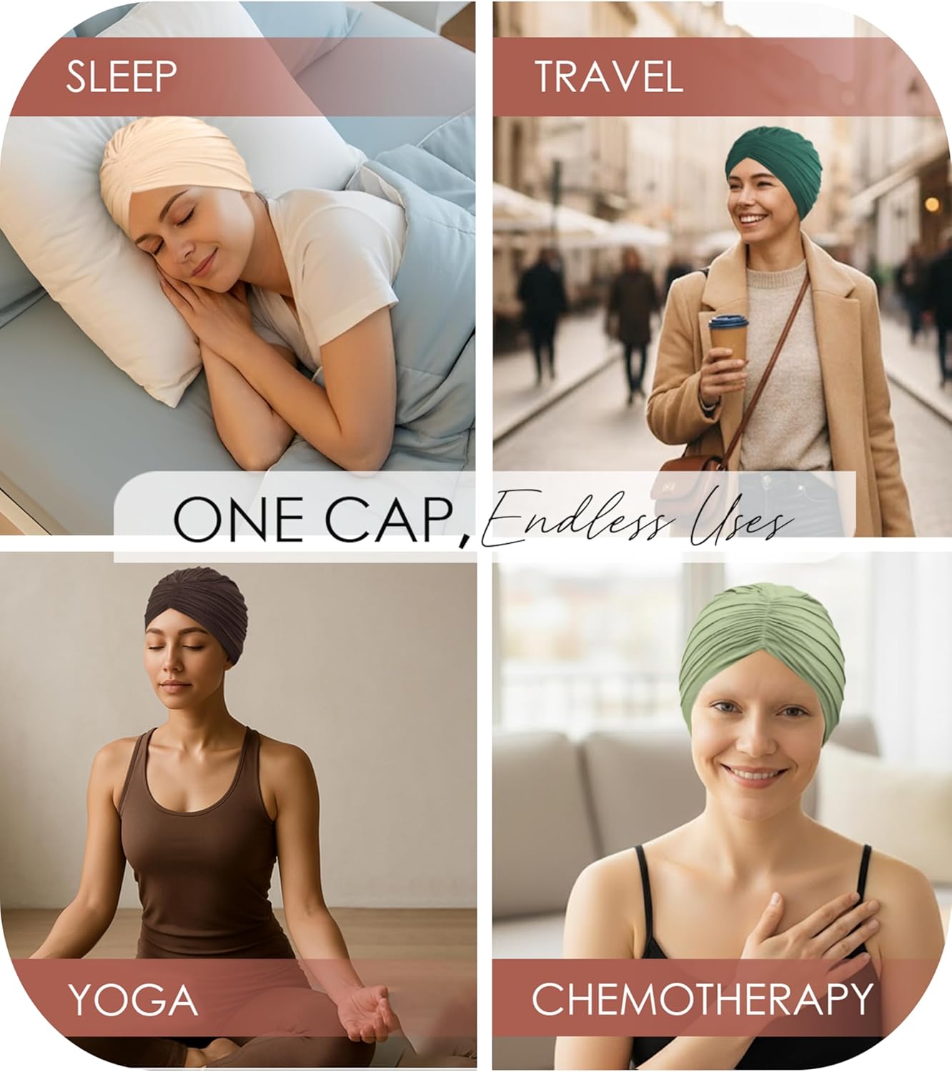CAPLORD Chemo Cap, Soft Hat for Hair Loss, Headwear for Chemo Patients, Turban Beanie for Cancer Alopecia, Head Cover, Hijab
