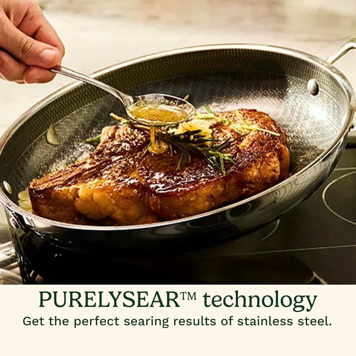 Cuisinart FusionPlus Hybrid Nonstick Stainless Steel Cookware Set, 5-Piece Skillet Cooking Set with PFAS-Free PURELYSEAR Ceramic Non Stick Technology, Scratch Proof, Cool Grip Handles, Dishwasher Safe
