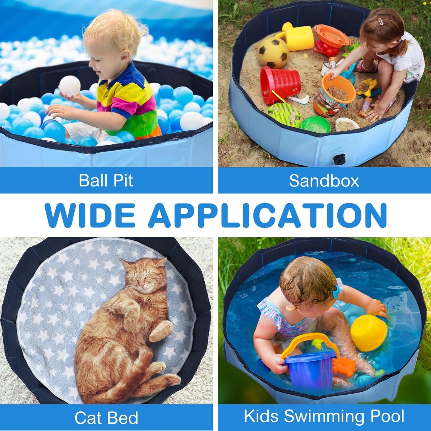 Whelping Pen for Dogs Portable Whelping Box Pool for Small Dogs Puppies with Reusable Pee Pad Washable(Blue,32 x 8 Inch)