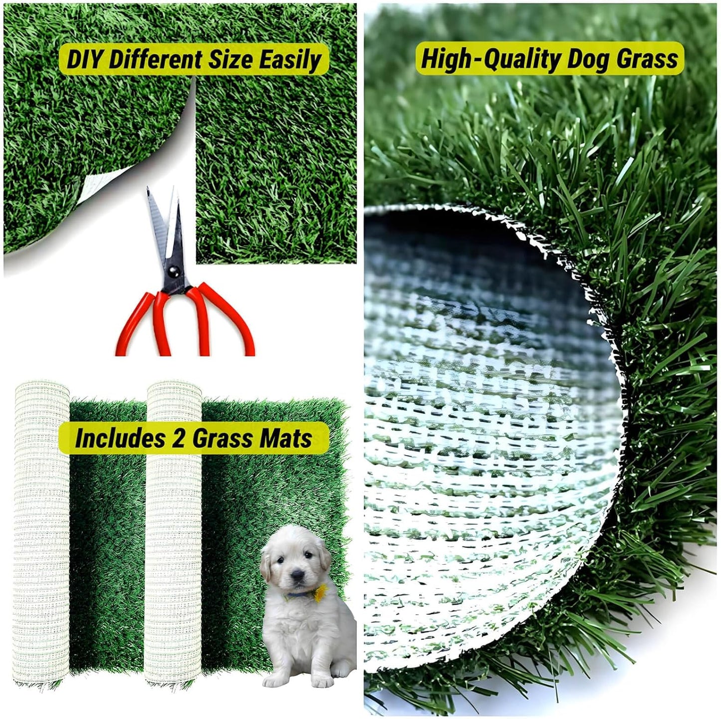 Artificial Dog Grass Pee Pads for Training, Reusable Washable Replacement Turf for Potty Tray, Indoor/Outdoor Turf Grass，Realistic Fake Grass for Dogs Potty（23"x 18"）