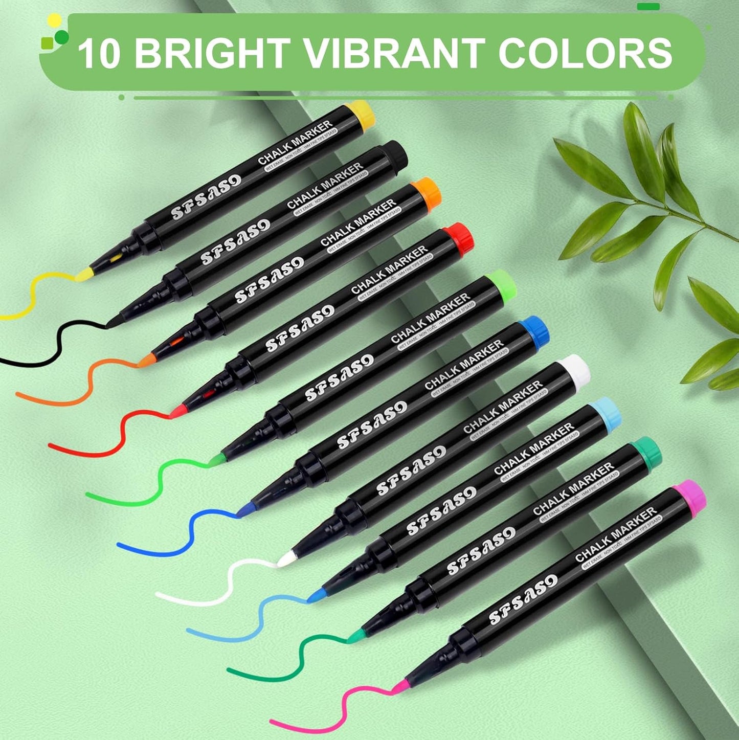 Liquid Chalk Markers for Acrylic Fridge Calendar Planning Board, Clear Glass Dry Erase Board, Whiteboard, Window, Mirror, Easy Wet Erase,1mm Fine Points (10 COLORS)