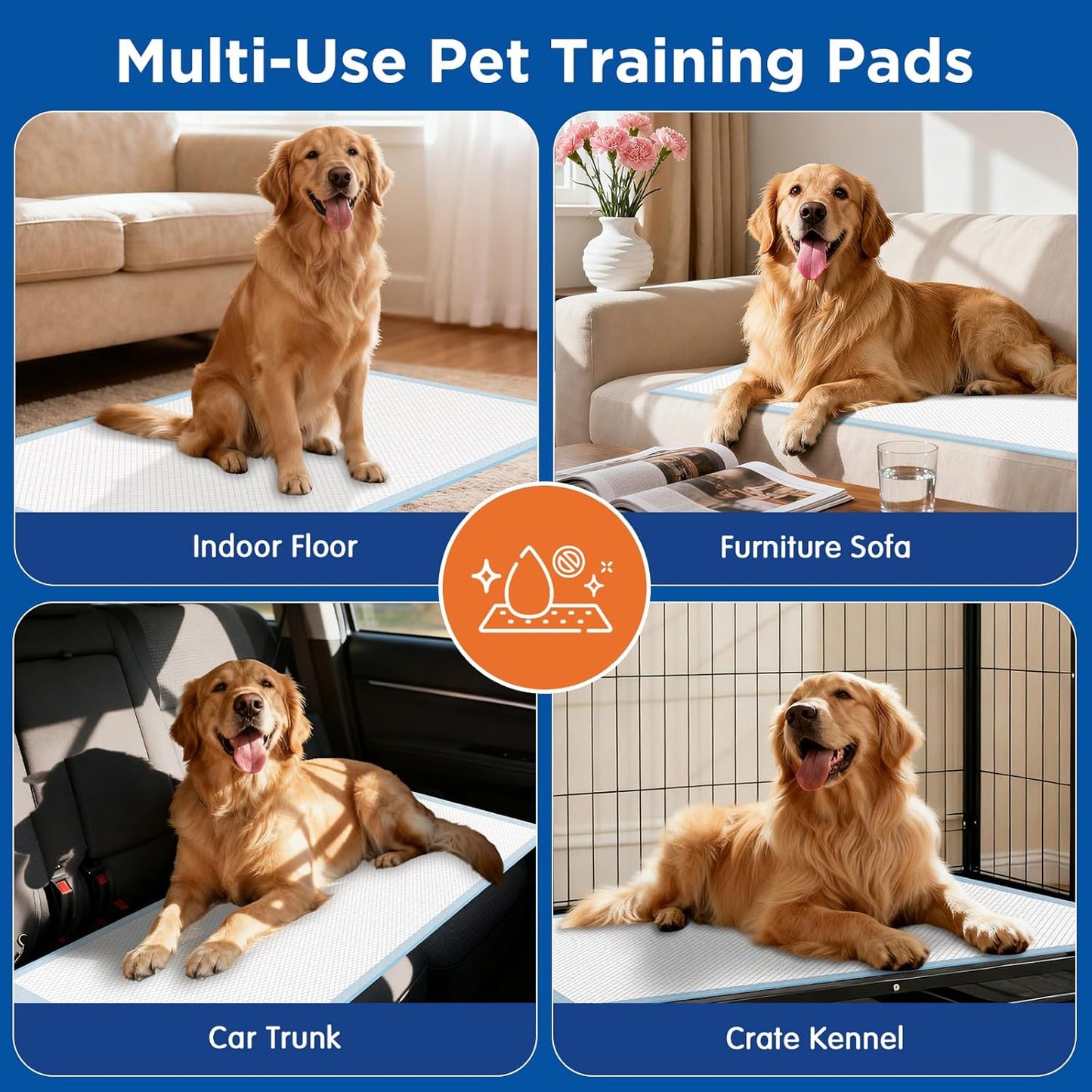 Extra Large Dog Pee Pads 31x47 Inch - Heavy Duty 6-Layer Leak-Proof, Super Absorbent & Quick-Dry for Potty Training, 40 Count
