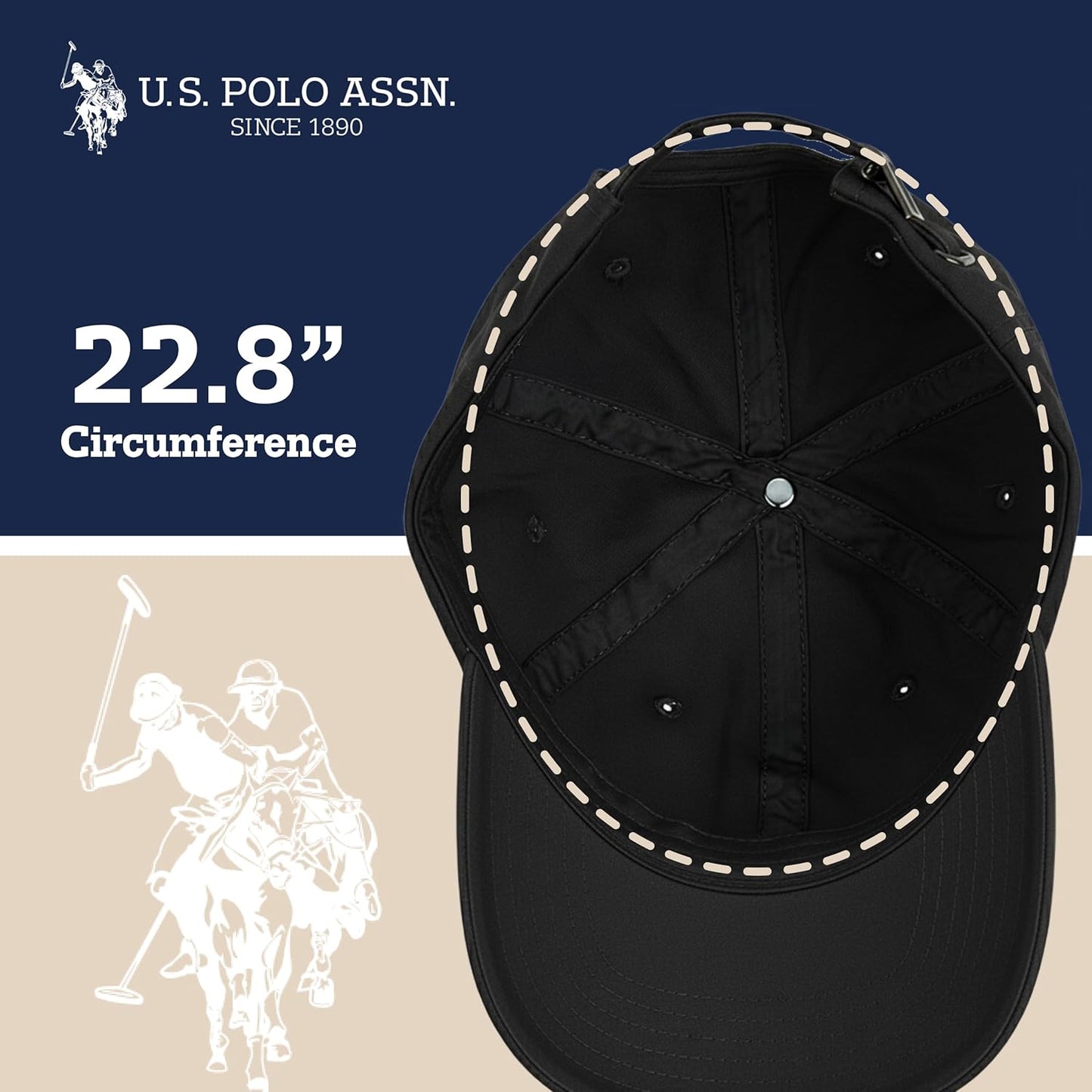 U.S. Polo Assn. Baseball Cap, 100% Cotton Adjustable Dad Hat with Small Pony Logo