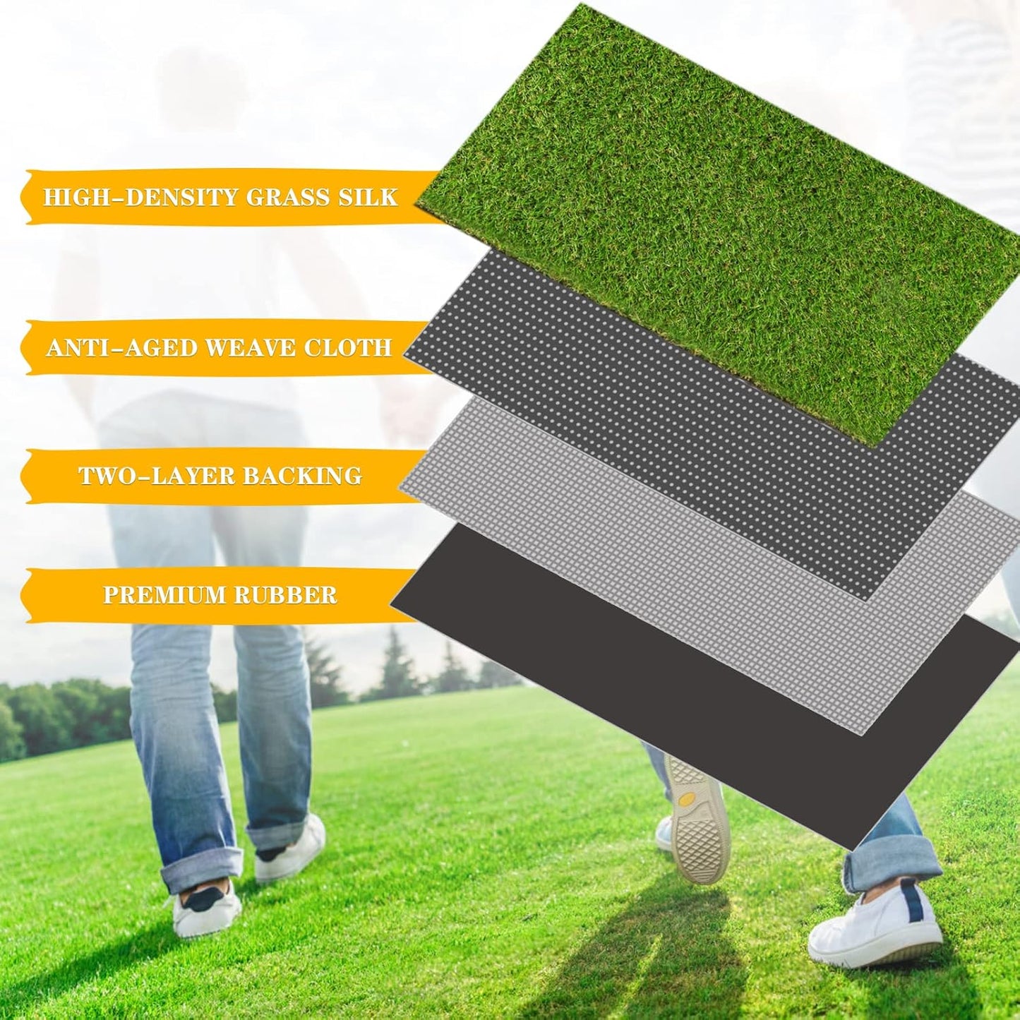Artificial Grass Fake Grass Lawn Turf 3 ft x 5 ft, Realistic Synthetic Pet Turf Garden Landscape, Indoor/Outdoor Rugs with Drain Holes, Dogs Pee Pads Area, Customized Available