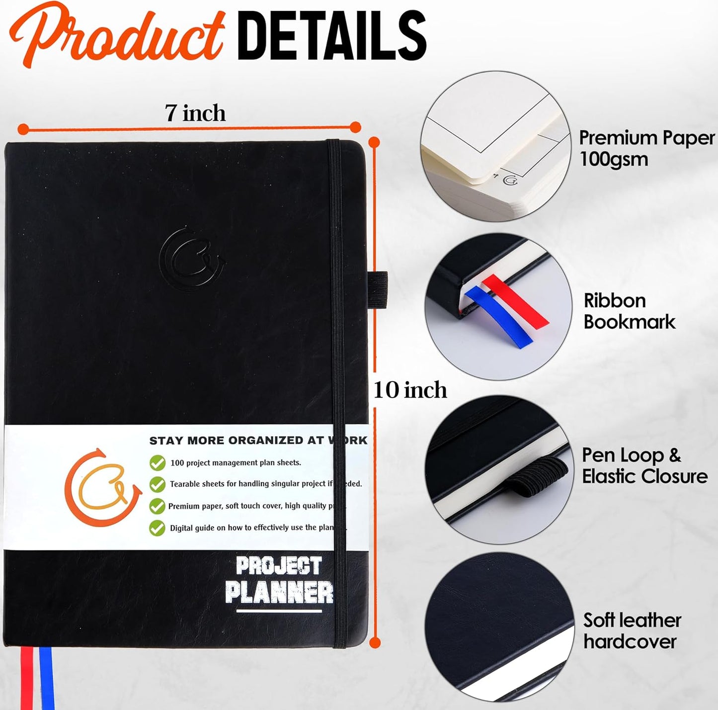 Project Planner: Management Notebooks Organizer & Work Log Book Tracker With Checklist Brainstorming for Entrepreneurs, Managers & Small Business Owners