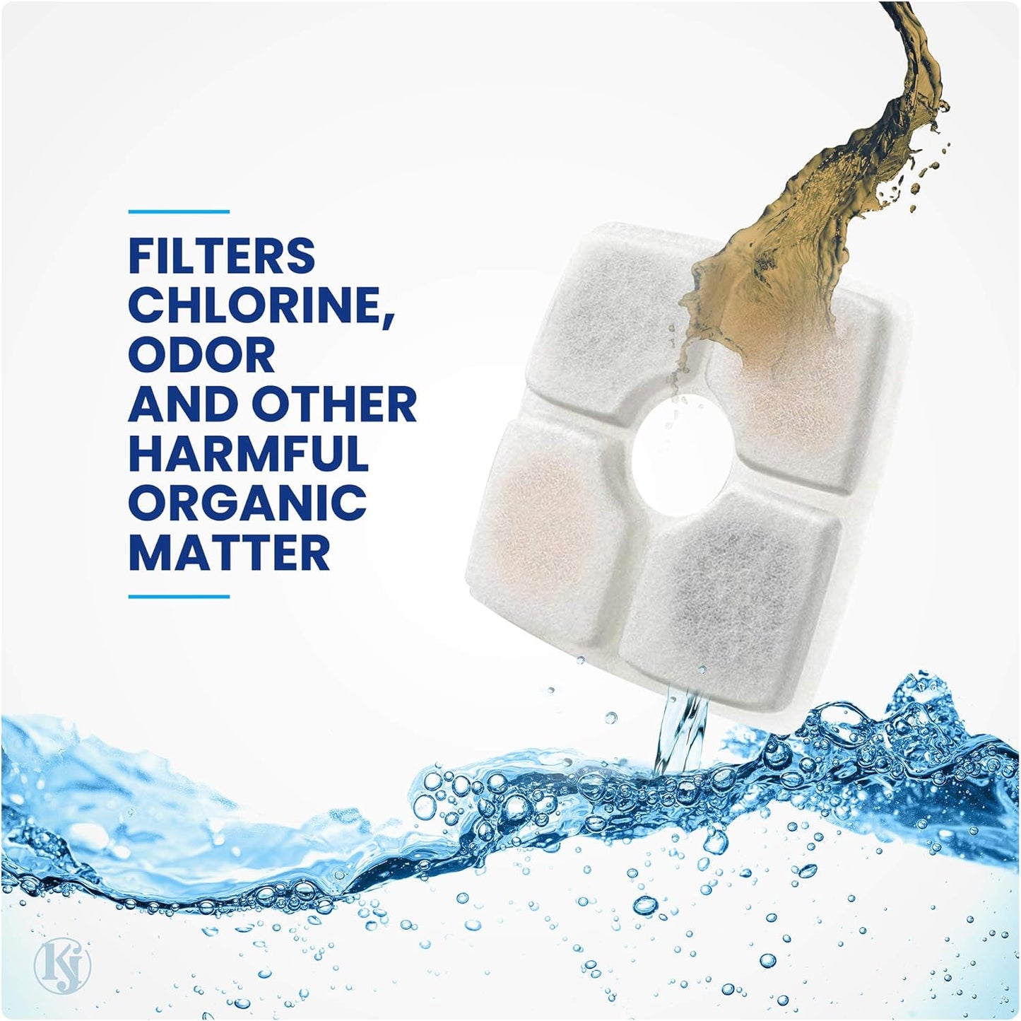 K&J 4 Pack Cat and Dog Pet Water Fountain Filter Replacements, Activated Charcoal, 84oz/2.5L, Universal Replacement for Veken, Parner, Pandola and More (4 Pack)