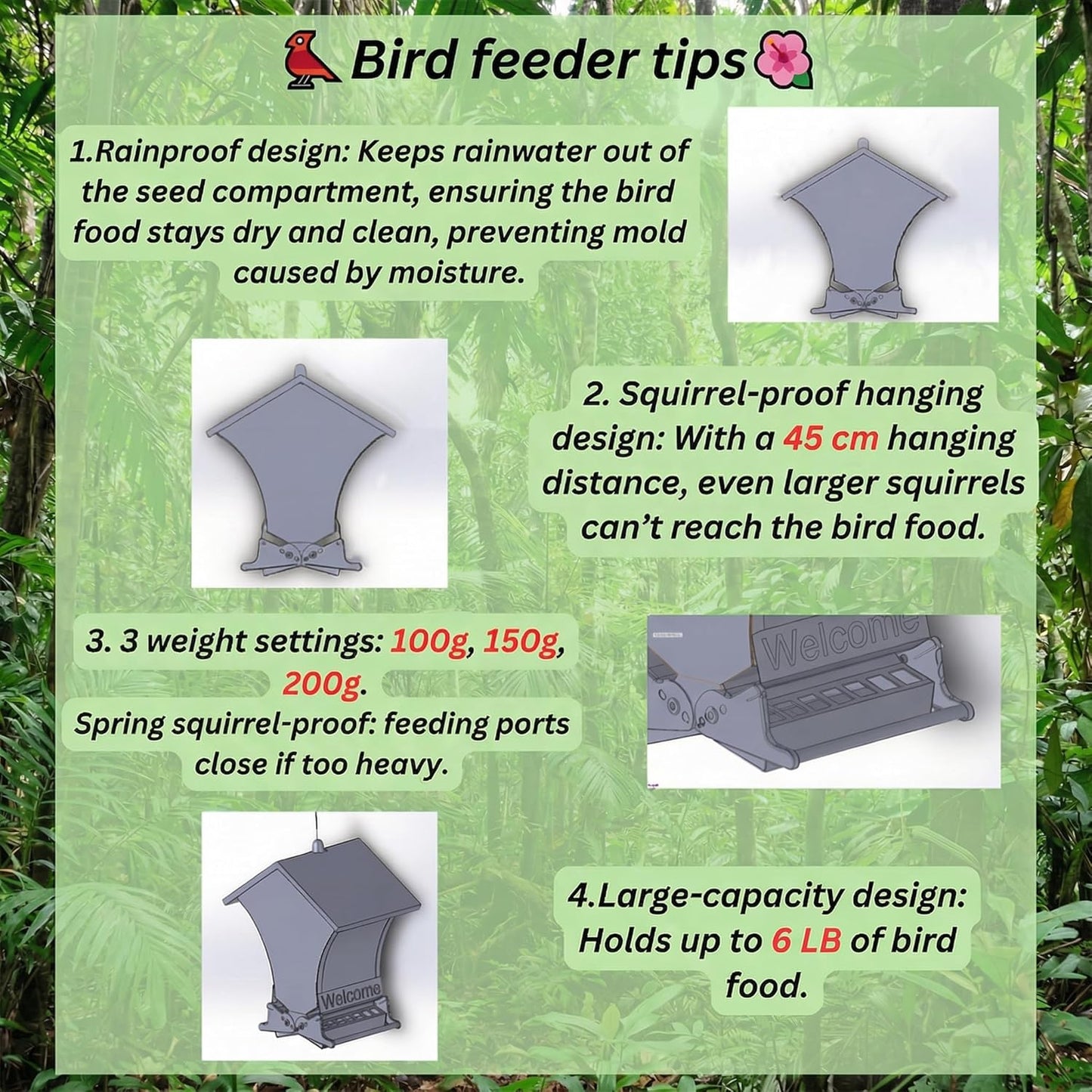 Wildpark Squirrel Proof Bird Feeders for Outdoors, 5LB Metal Hanging Feeders, Large Wild Feeders for Cardinals, Chickadees, Durable Backyard Feeders -One in Blue