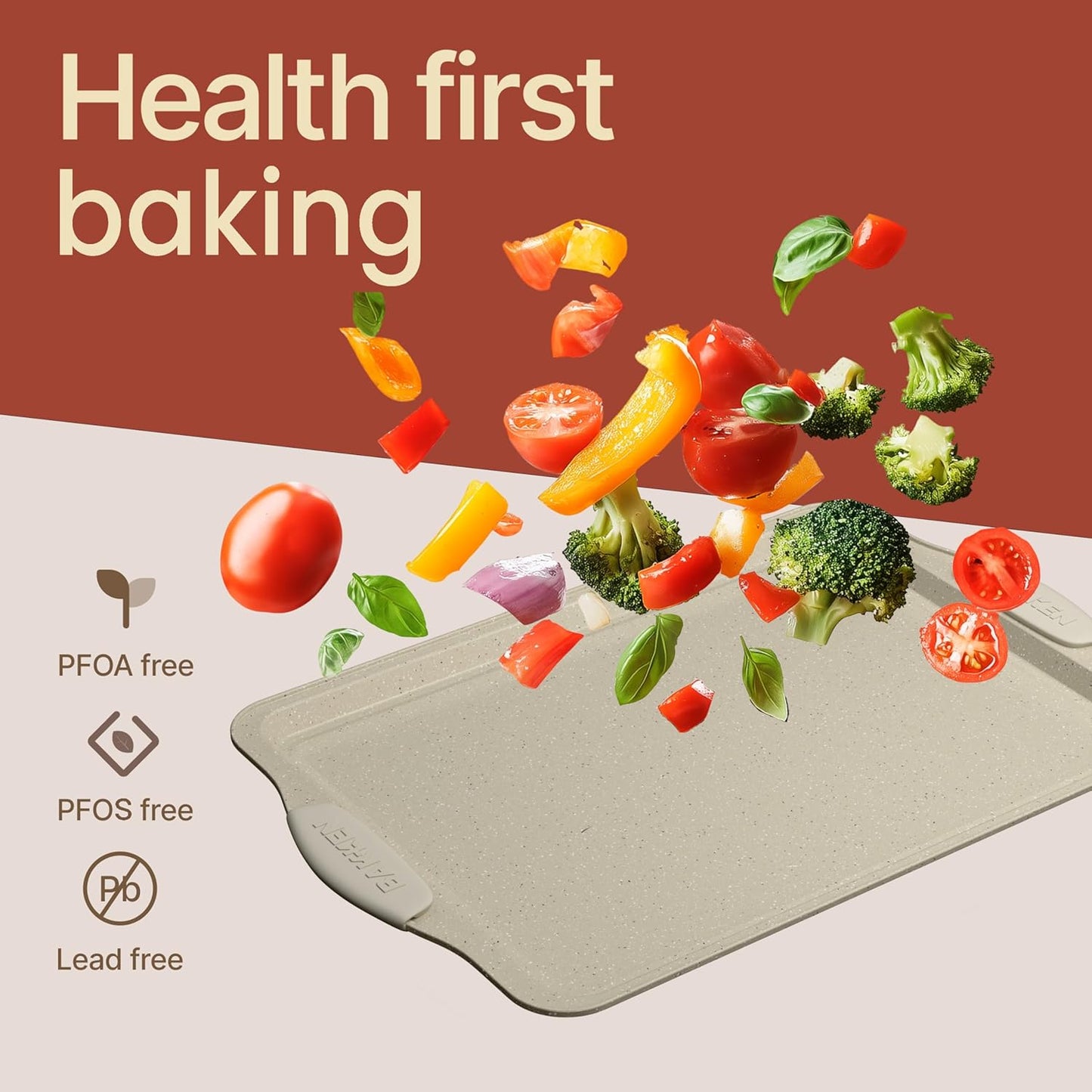 Deluxe 8-Piece Carbon Steel Bakeware Set - Nonstick White Marble Coating, Silicone Handles - Professional Quality Kitchen Oven Baking Pans