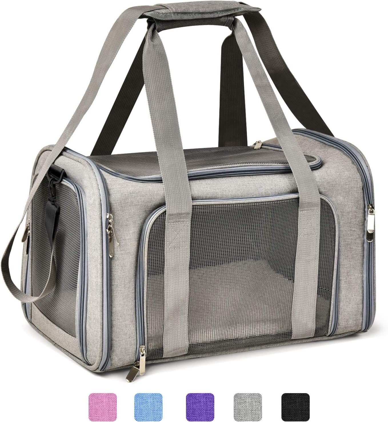 Henkelion Large Cat Carriers Dog Carrier Pet Carrier for Cats Dogs Puppies up to 25Lbs, Big Dog Carrier Soft Sided, Travel Puppy Carrier - Large - Grey