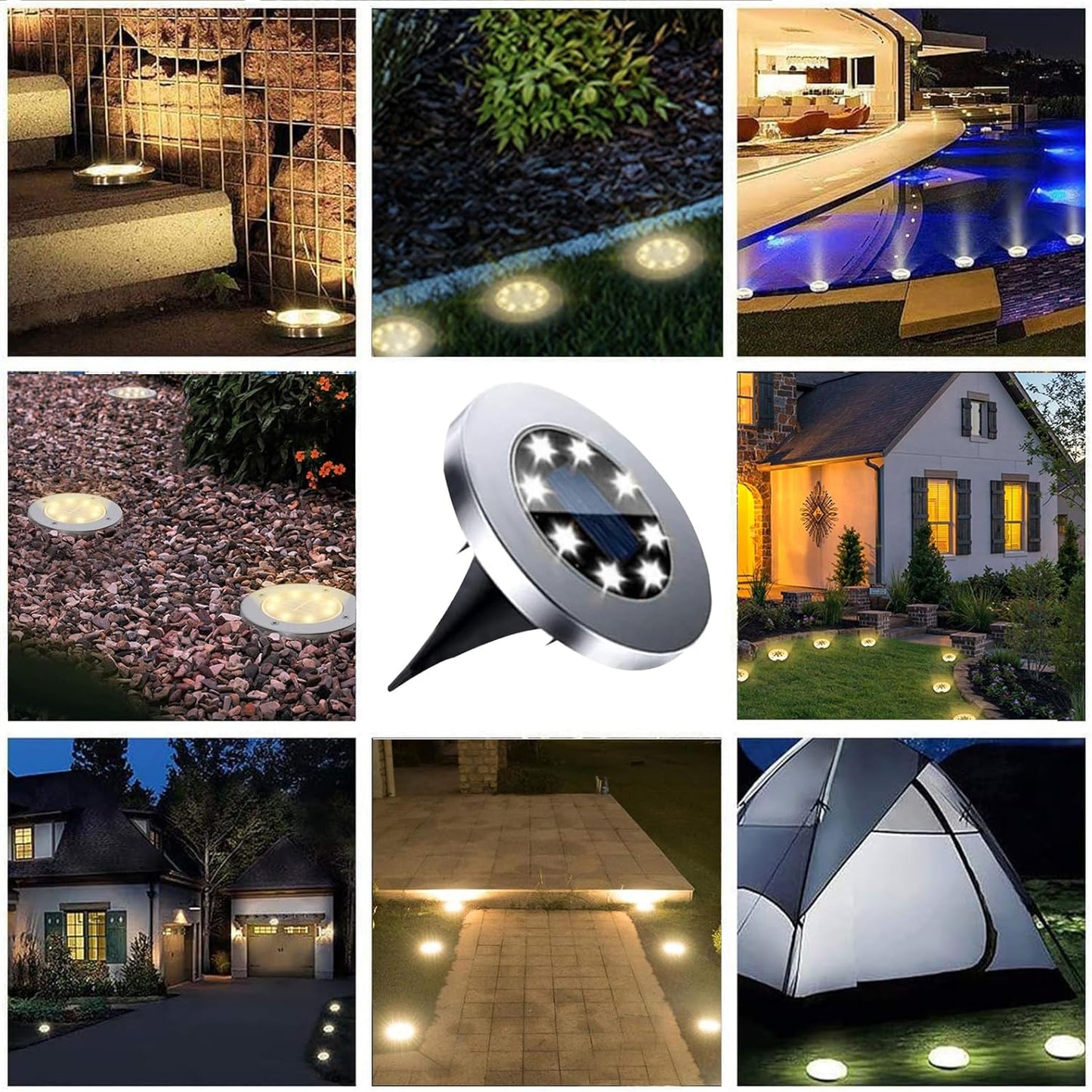 4.6 Inch Diameter Solar Ground Lights, Waterproof Solar Garden Lights, Outdoor Garden Waterproof Bright in-Ground Light, Landscape Lighting for Pathway,Yard,Lawn,Patio,Walkway (12 Pack Warm Light)
