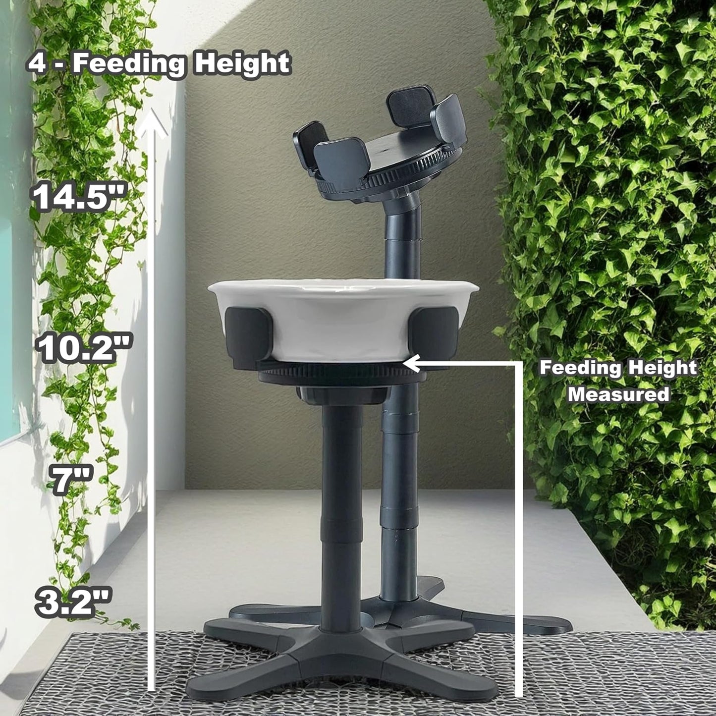Dog Bowl Stand with Adjustable Width & Height [Stand Only], Elevated Pet Water & Food Bowl for Small, Medium & Large Pets